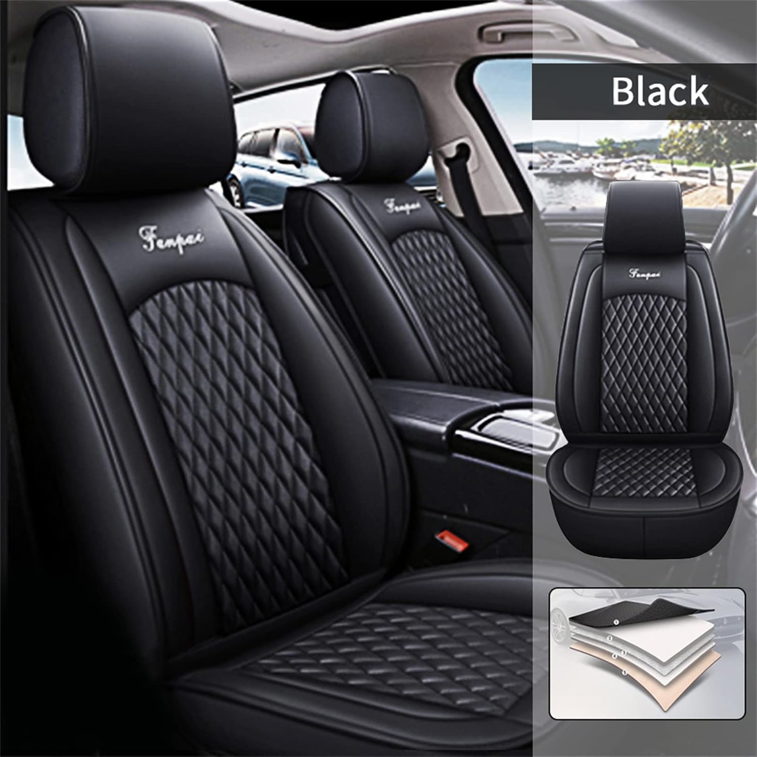 Fundas de asiento de coche para Cadillac ATS CT6 XTS SRX XT5 CTS STS SLS DeVille Escallade Juego completo de fundas de asiento delantero trasero de