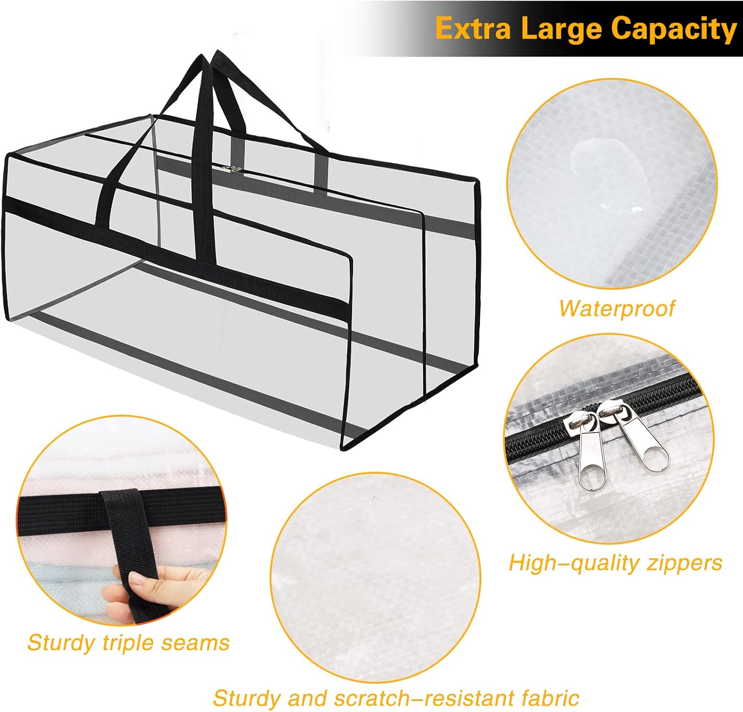 Fixwal Paquete de 4 bolsas de mudanza, suministros de mudanza, bolsas de almacenamiento grandes de gran tamaño con correas de mochila, asas fuertes,