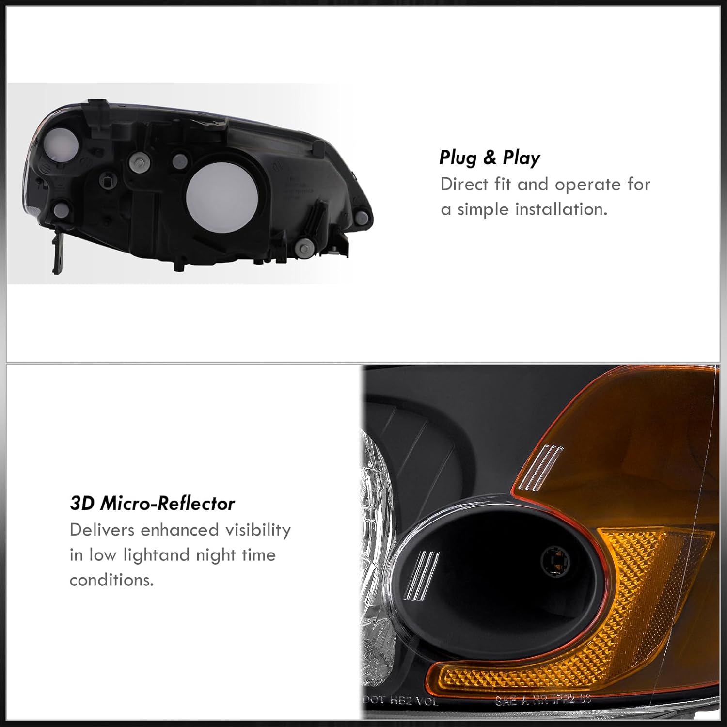 AJP Distributors JDM faros delanteros lámpara parachoques conducción par LH+RH compatiblereemplazo para Civic 2 puertas Coupé 4 puertas sedán DX LX