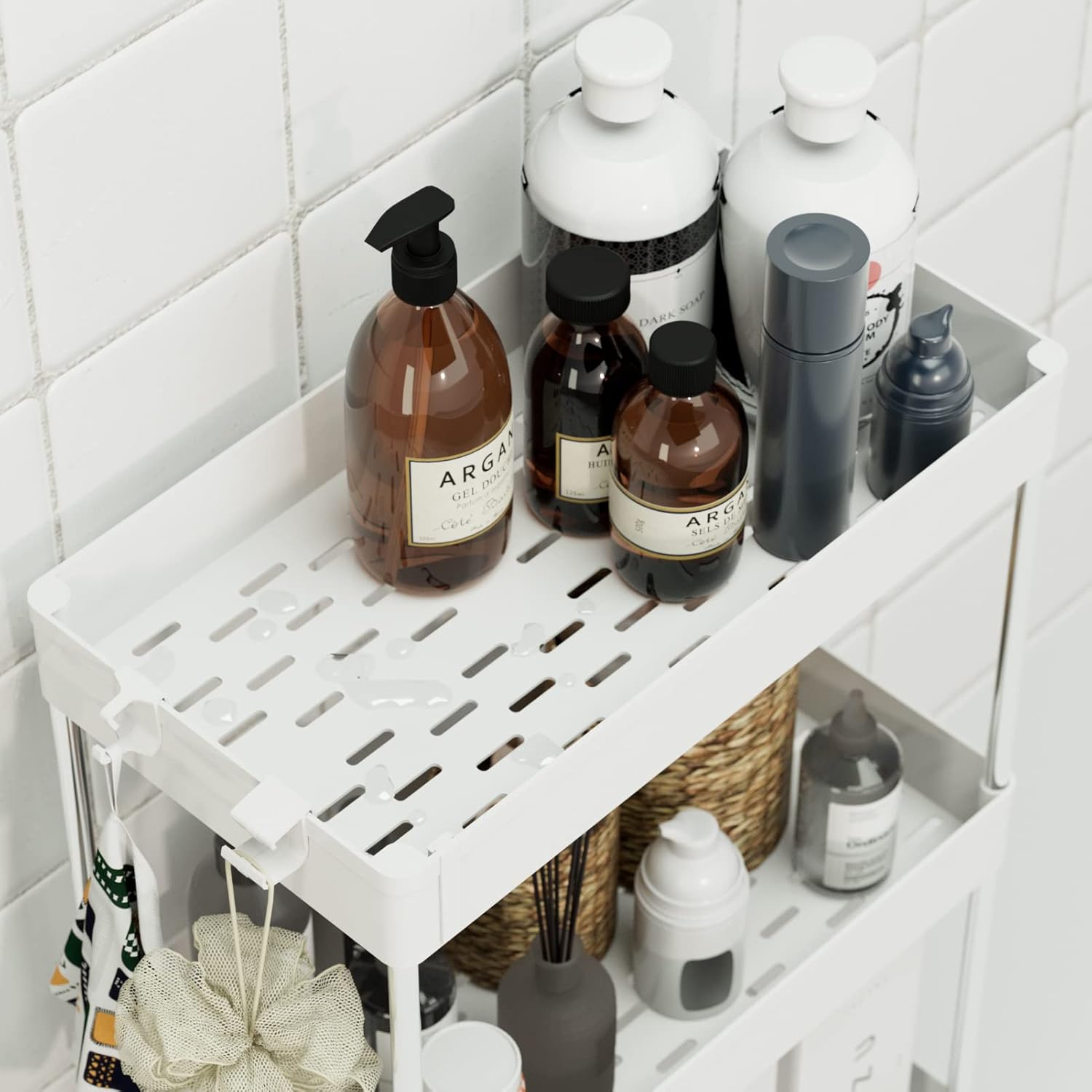 OTK Carrito de almacenamiento de 4 niveles, estantería móvil, carrito con ruedas para baño, cocina, dormitorio, oficina, lavandería, lugares