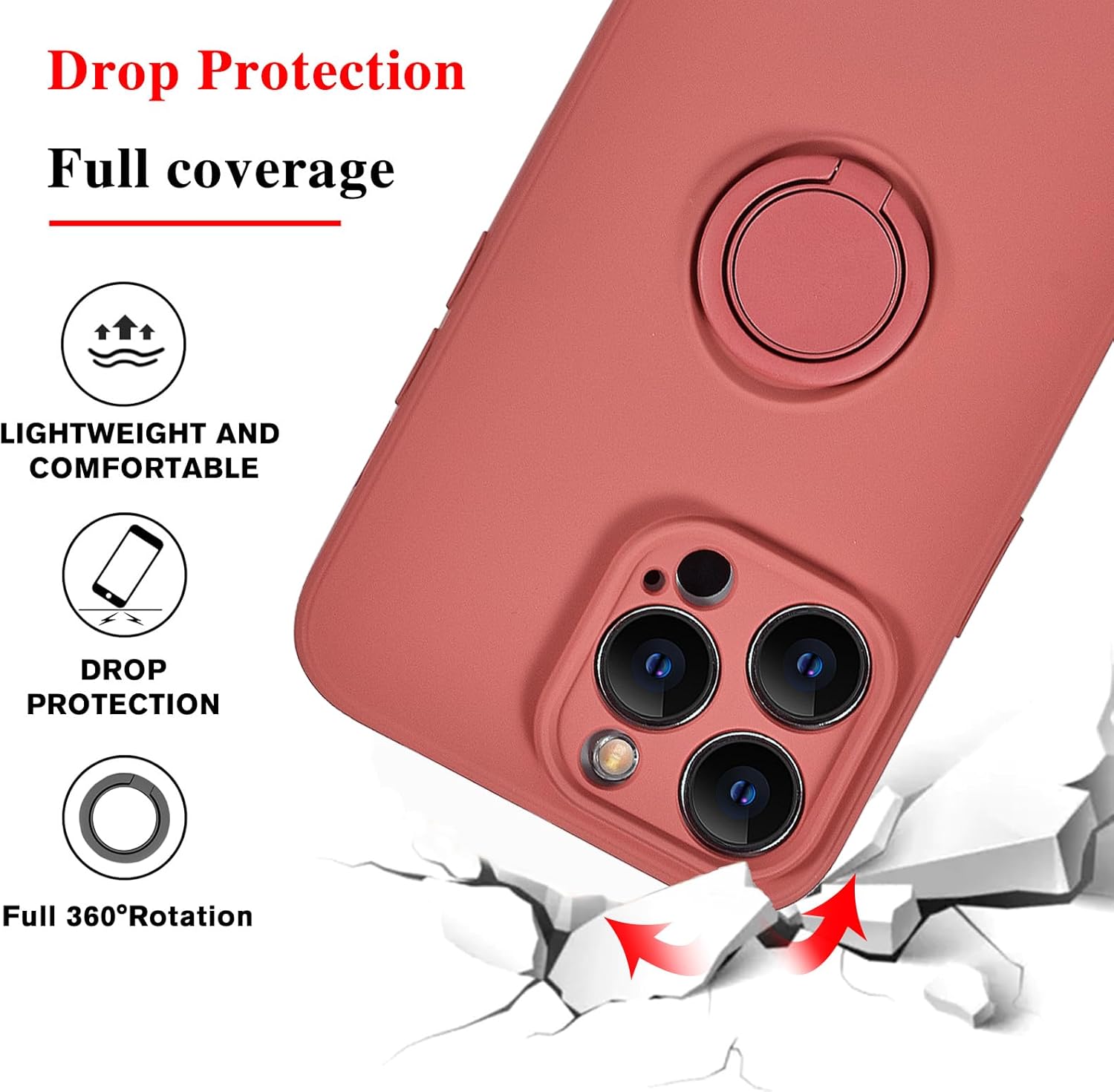 Uioeua – Funda compatible con iPhone 12 Pro Max con soporte de anillo magnético para automóvil, funda suave de microfibra de silicona líquida de