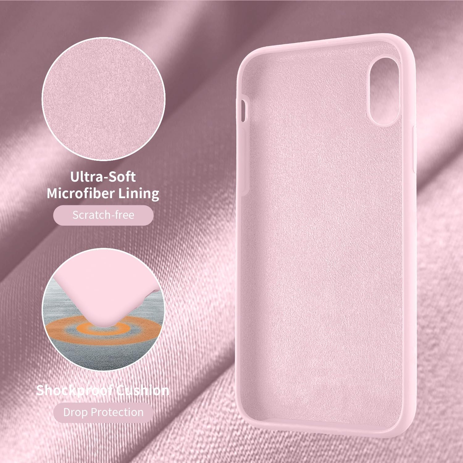 Cordking Funda para iPhone XR, funda de silicona ultra delgada a prueba de golpes con forro de microfibra suave antiarañazos, 6.1 pulgadas, color
