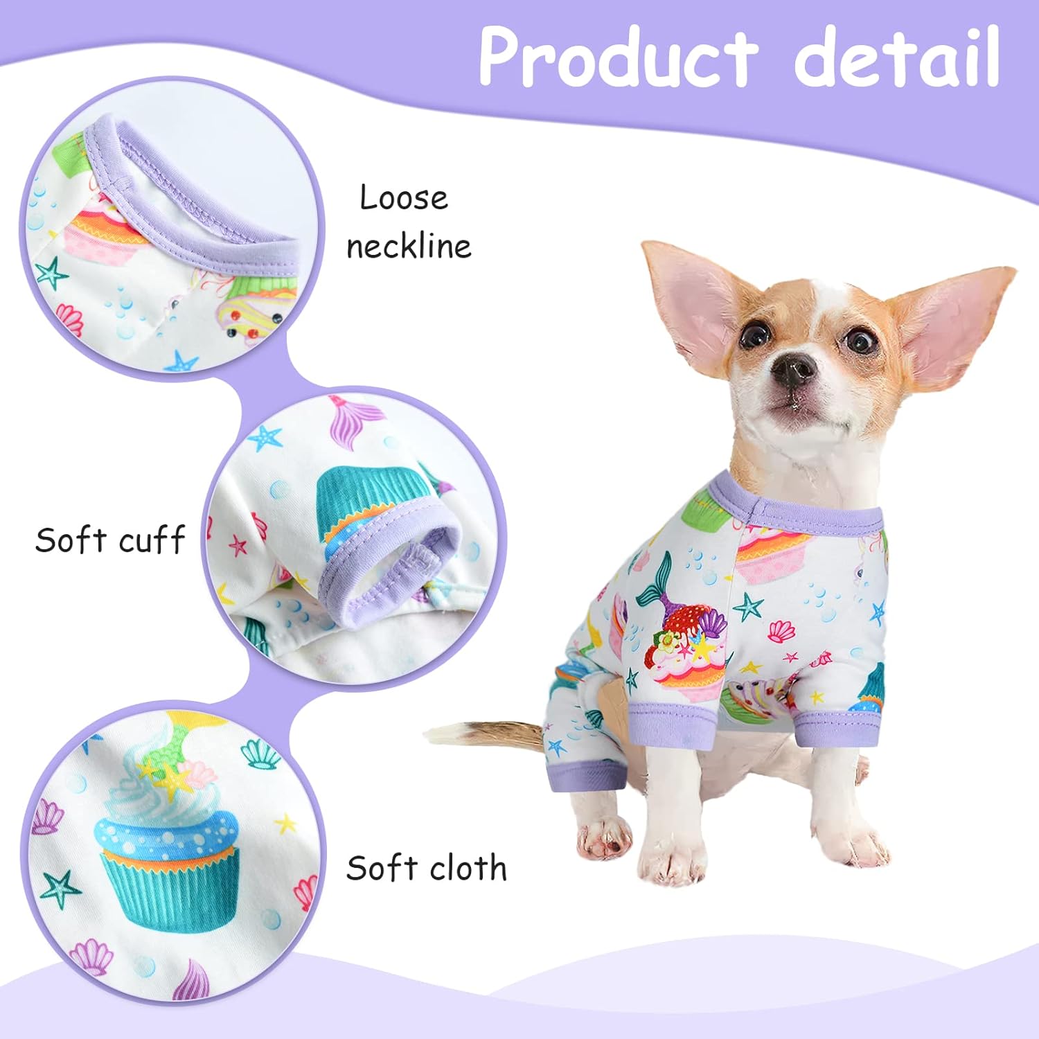 Pijamas para perros pequeños, hembra, cachorro, pijamas de verano para mascotas, para Chihuahua, Yorkie, taza de té, lindo material suave elástico,
