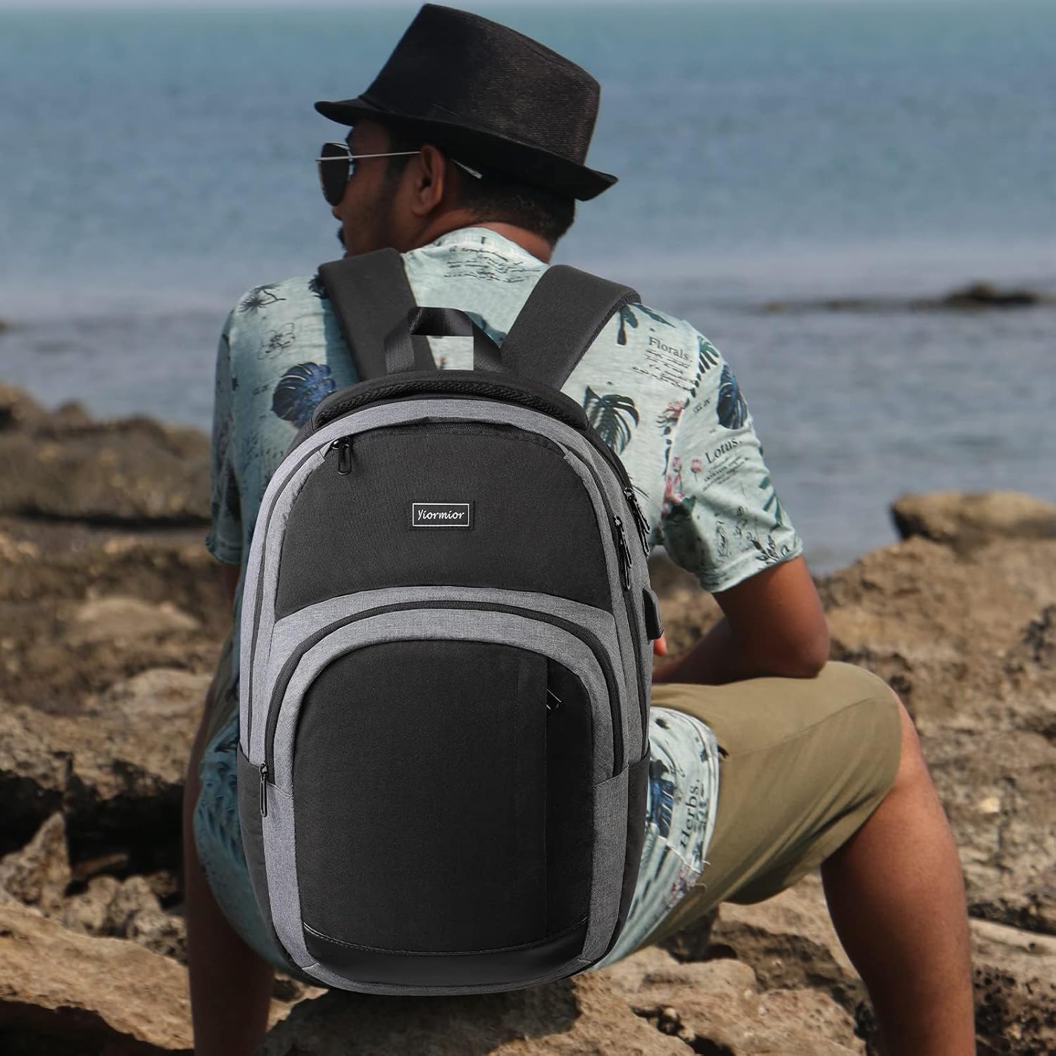 Mochila para laptop de viaje, mochila escolar para mayores de 3 años, Negro Gris, Classic
