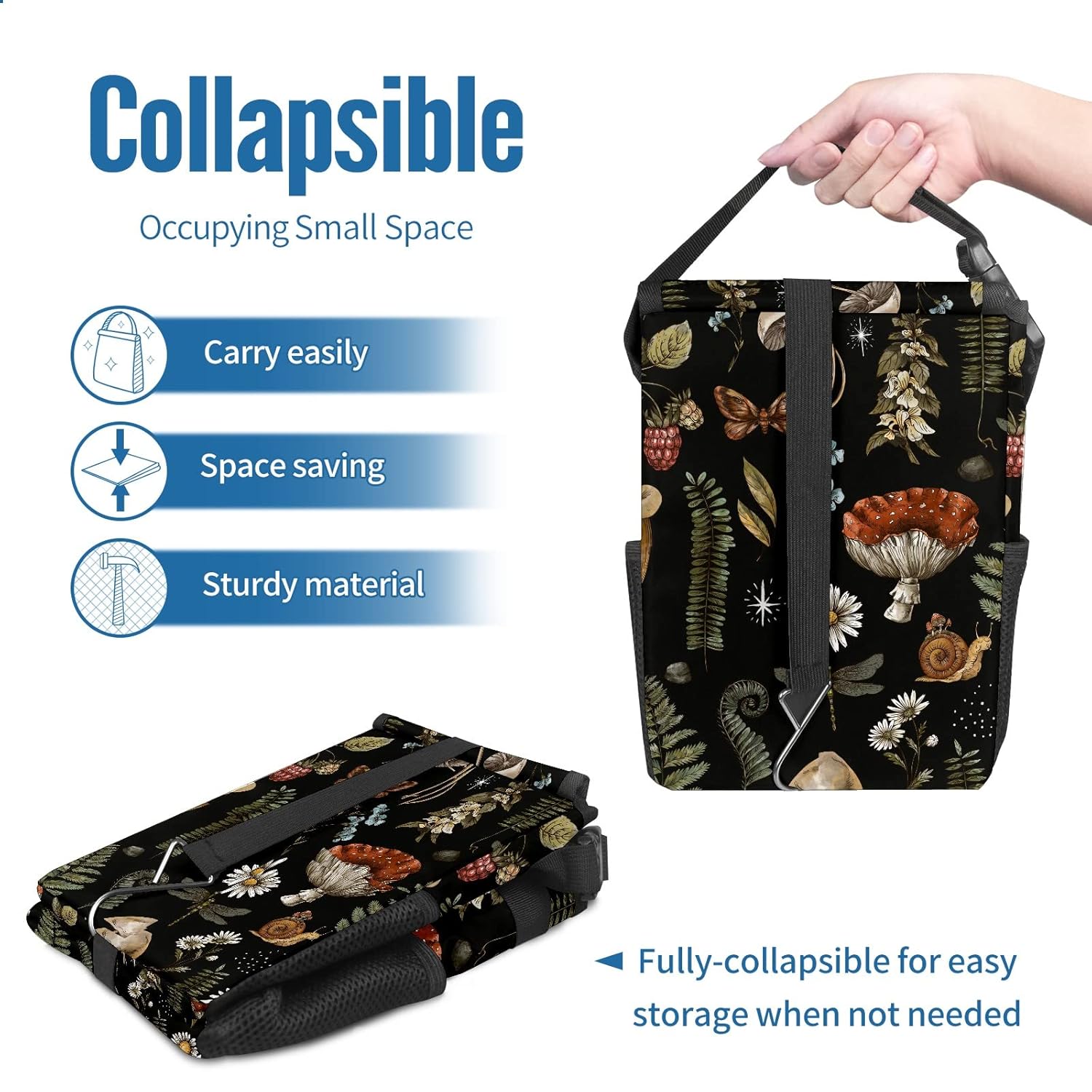GACTIVITY Bote de basura para auto con tapa, plegable, reutilizable, impermeable, con setas, botes de basura para automóvil, accesorios para