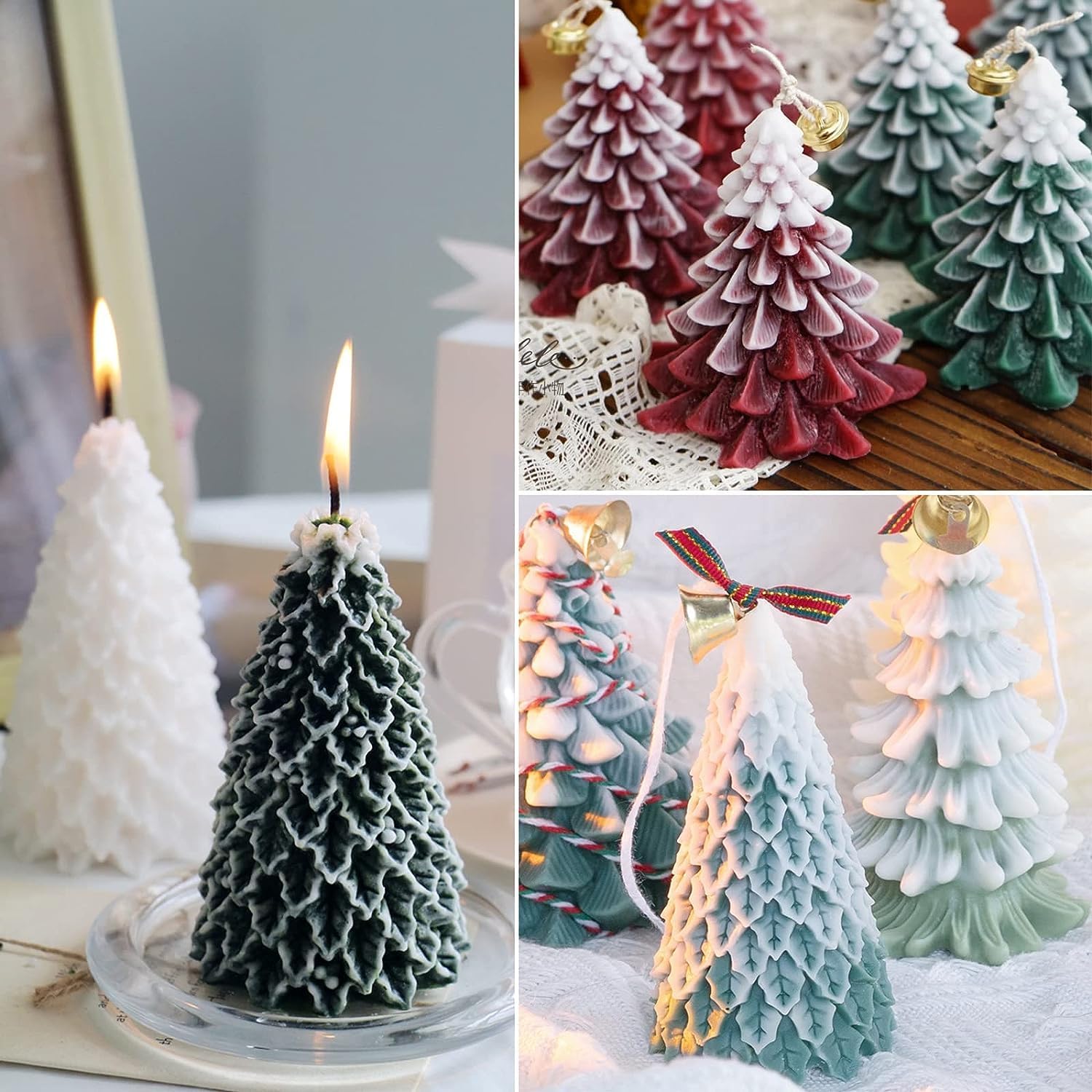 4 moldes de silicona para árbol de Navidad, moldes de velas 3D para hacer velas perfumadas, hechas a mano, jabón, bomba de baño, loción, barra de