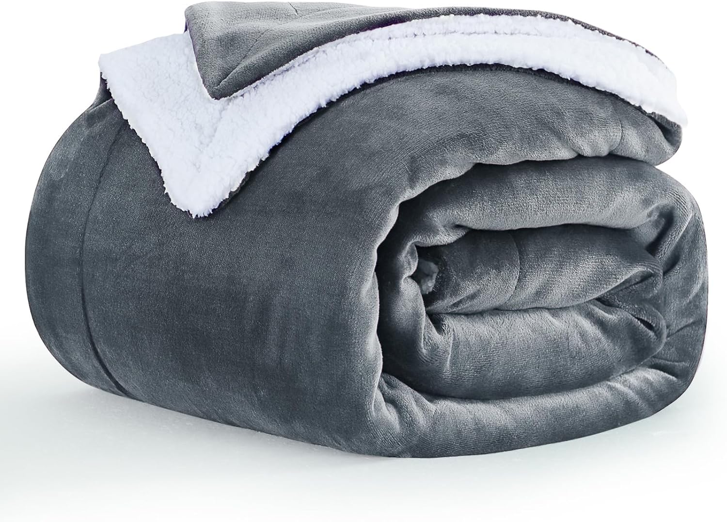 Aisbo Manta cálida individual  Manta reversible de franela Sherpa extra gruesa gris oscuro para cama individual, manta de invierno de felpa súper
