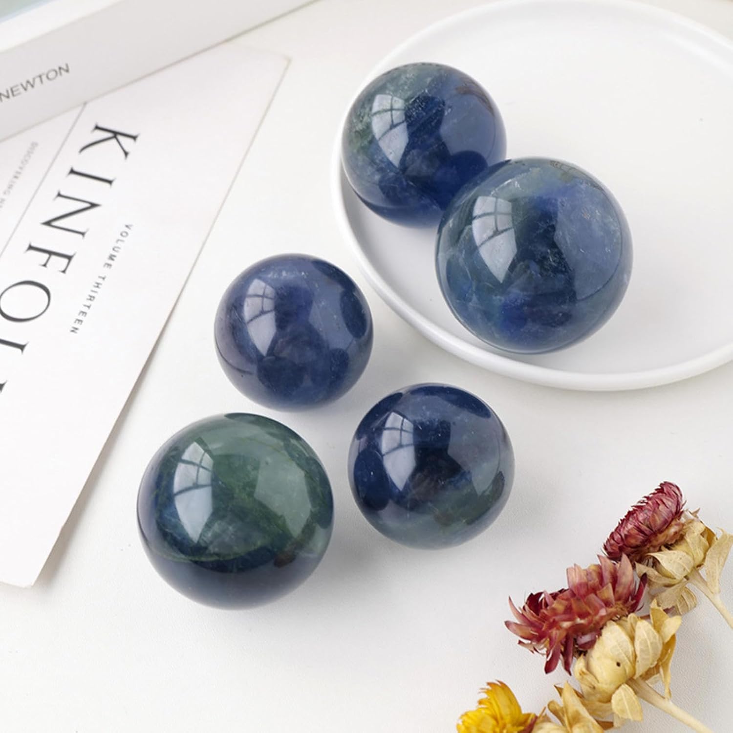 Esfera de esfera de cristal de cuarzo de fluorita azul y verde natural, esfera escultura, bola decorativa con soporte de madera, decoración del