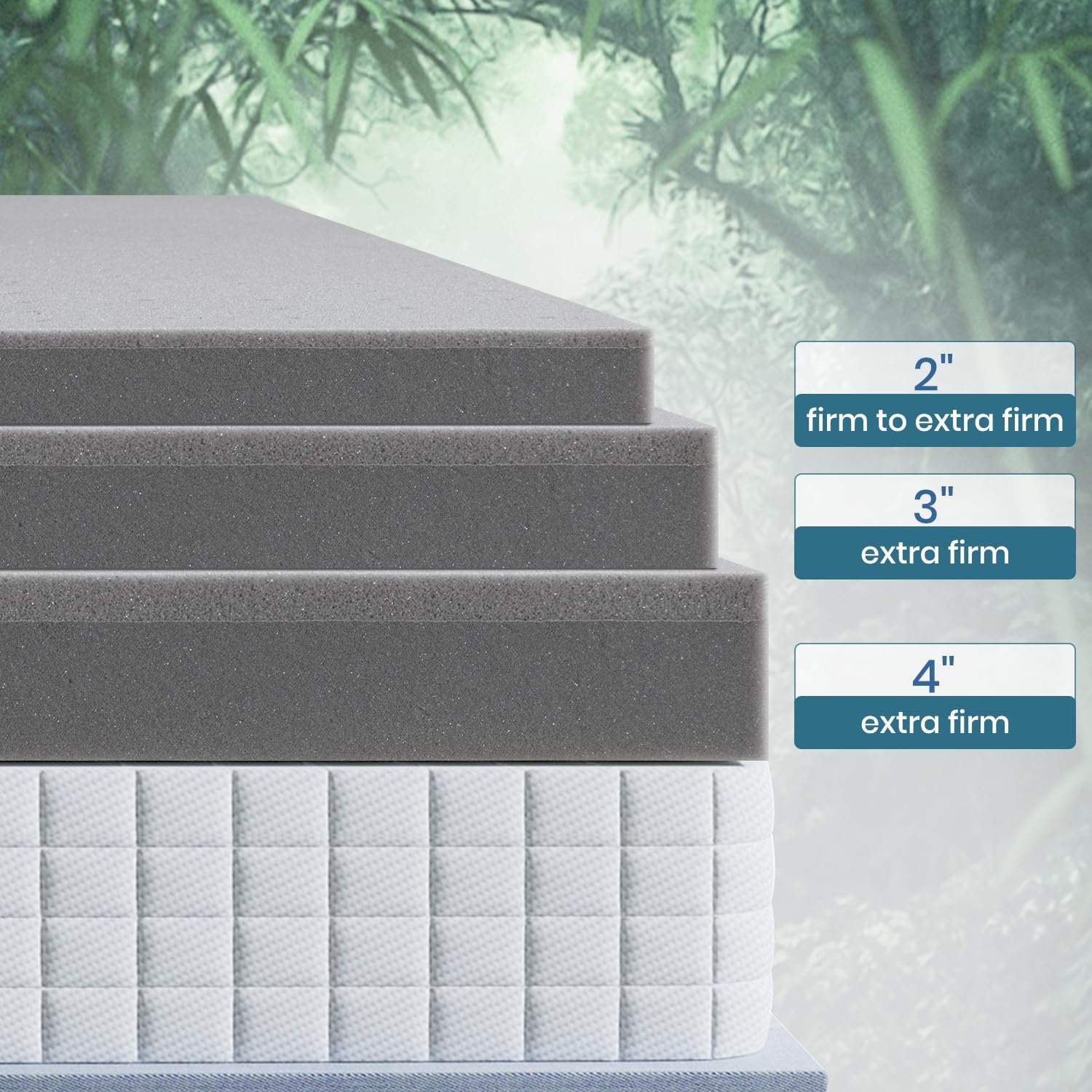 Sleepmax Cubrecolchón firme de 3 pulgadas, tamaño Queen, cubrecolchón de espuma viscoelástica extra firme para aliviar el dolor, cubrecolchón de
