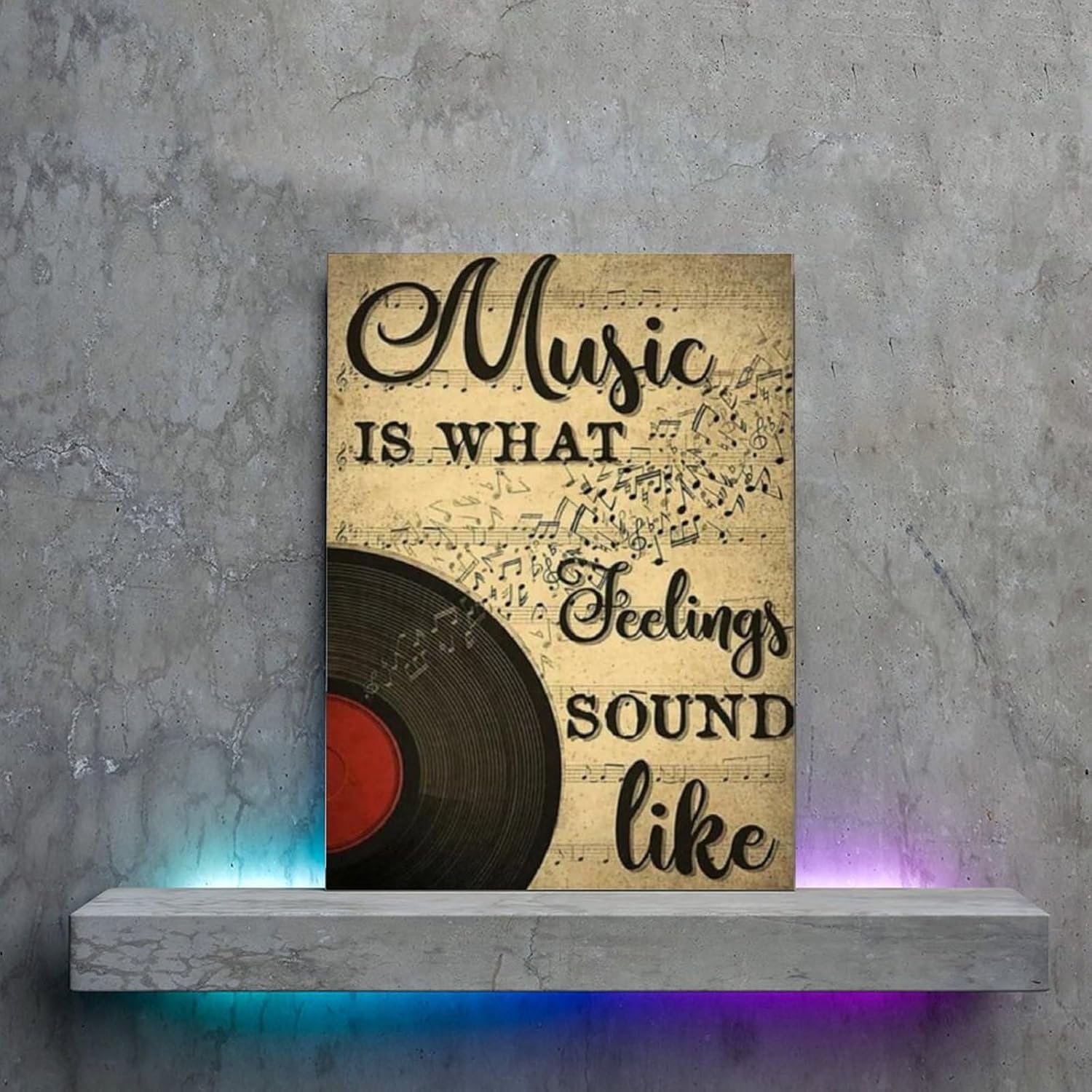 ESyem Póster musical Music Is What Feelings Sound Like Retro Cafe Wall Art Póster de arte de pared y arte de pared, póster artístico y arte de