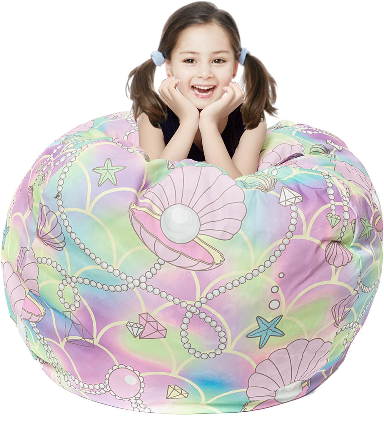 Funda para puf de almacenamiento de animales de peluche, para niños, mantas, toallas, puf (solo funda), sofá de lona con cremallera YKK, extra