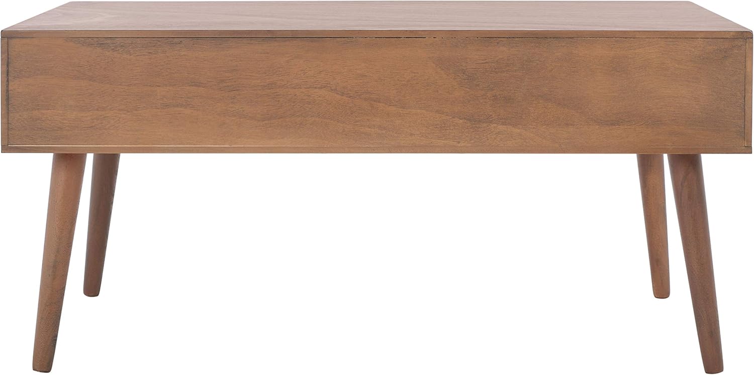 Safavieh Home Collection Mozart Mid-Century – Mesa auxiliar rectangular con 2 cajones, color marrón, 0