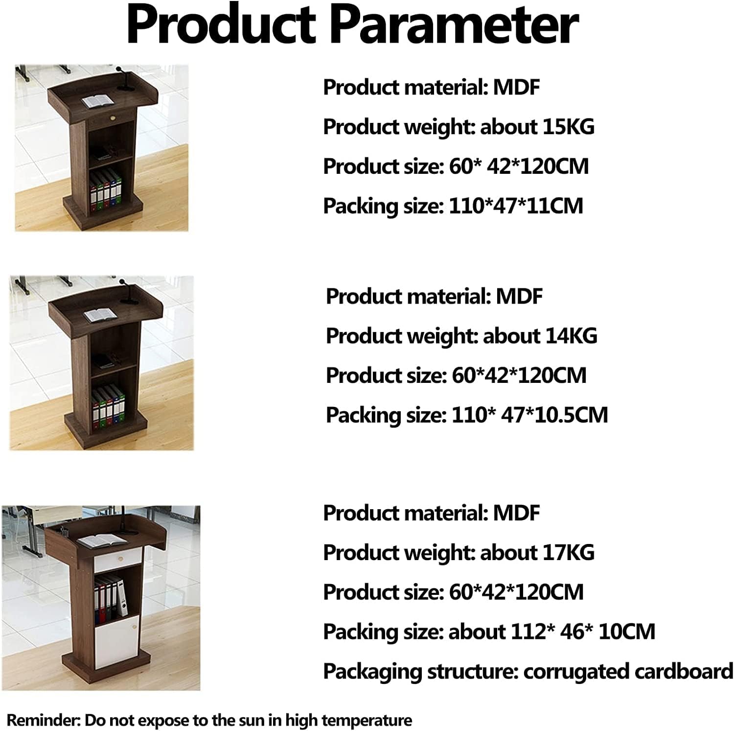 JITEM Atril Podium – Podio de madera de fibropanel de densidad media para atril con estante de almacenamiento, ideal para oradores, conferencias,