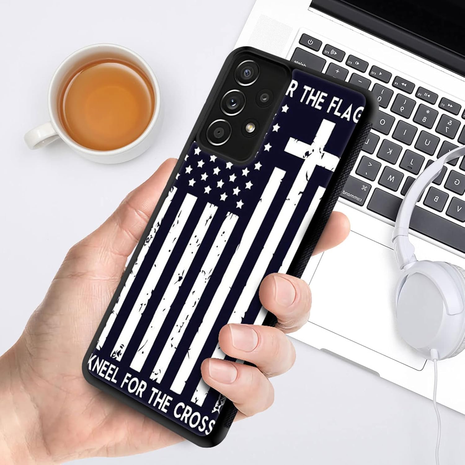 Funda compatible con Samsung Galaxy A53 5G, diseño de cruz de bandera estadounidense, diseño increíble a prueba de golpes, antiarañazos, carcasa