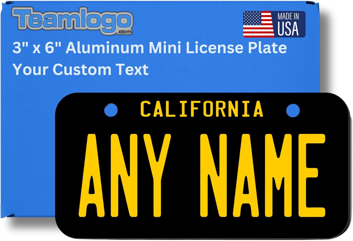 Mini placa de matrícula personalizada de California, tamaño 3 x 6 pulgadas, de aluminio (pulgadas), añade tu nombre, texto o números. Gran tamaño