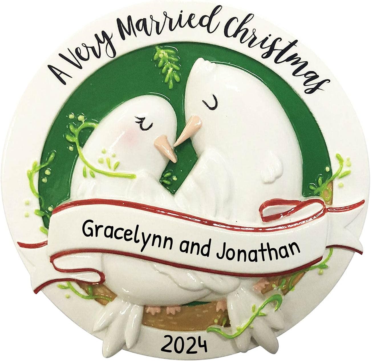 Adornos de boda personalizados, adorno de palomas de amor, adornos de señor señora 2022, adorno de boda de nuestra primera Navidad 2022, adorno de
