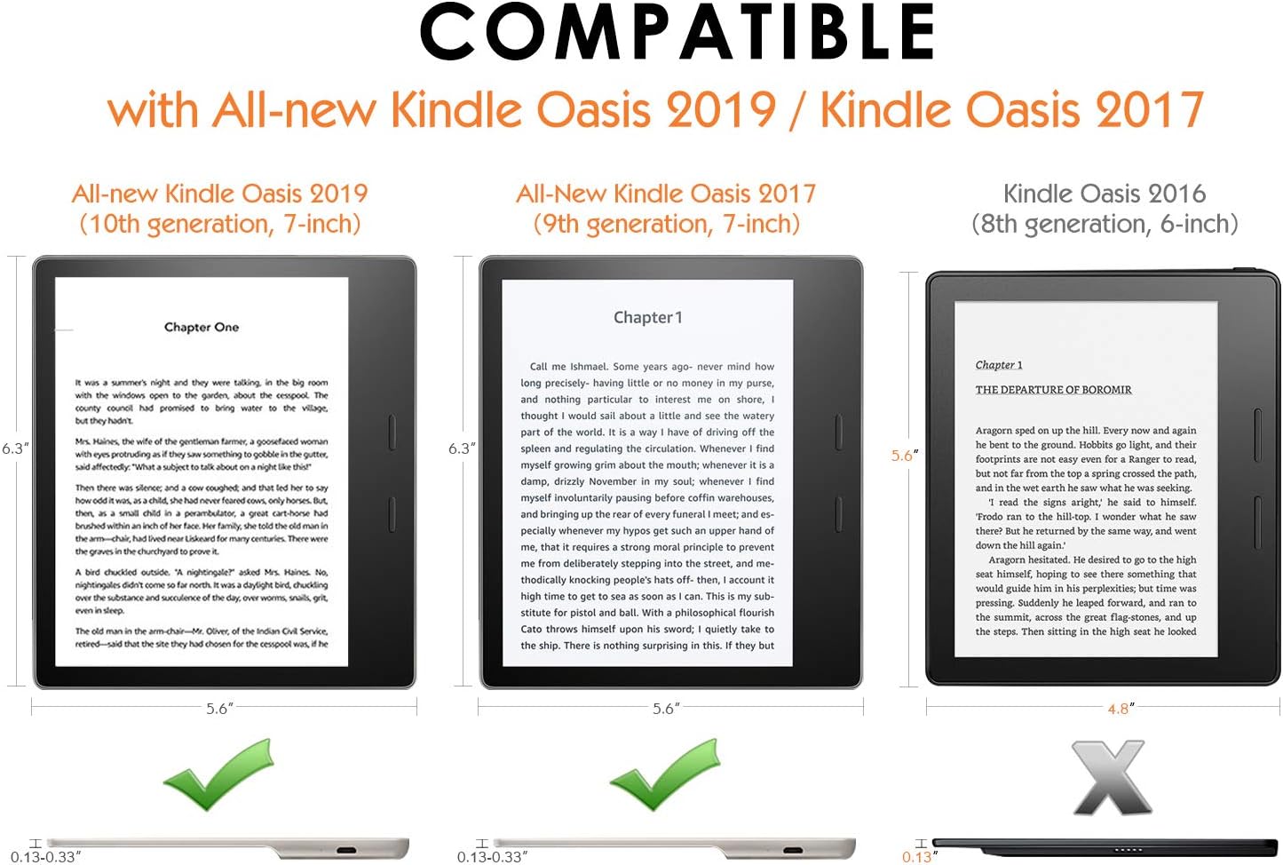 MoKo Funda compatible con Kindle Oasis de 7″ (solo 9 y 10 generación, versiones 2017 y 2019), carcasa ultraligera de alta calidad con encendido y
