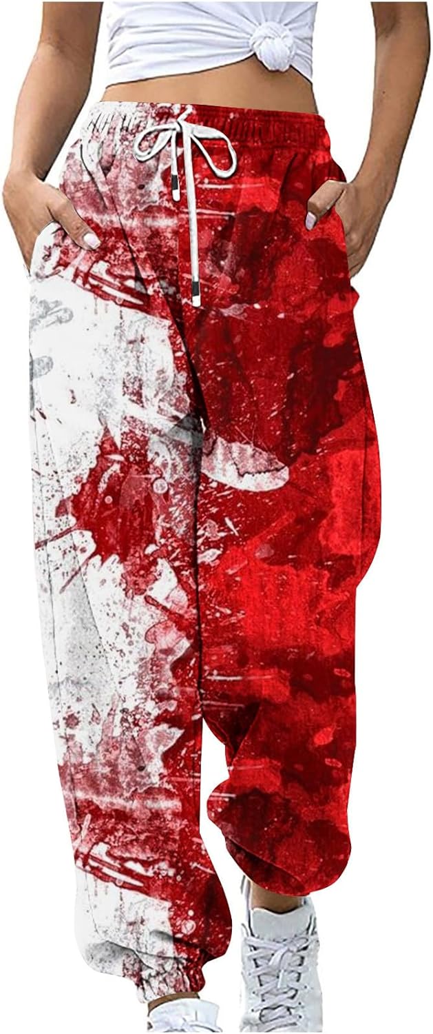 HADST Pantalones deportivos de cintura alta para mujer, de algodón, con bolsillos, patrón de Halloween, Ofertas de C-wine