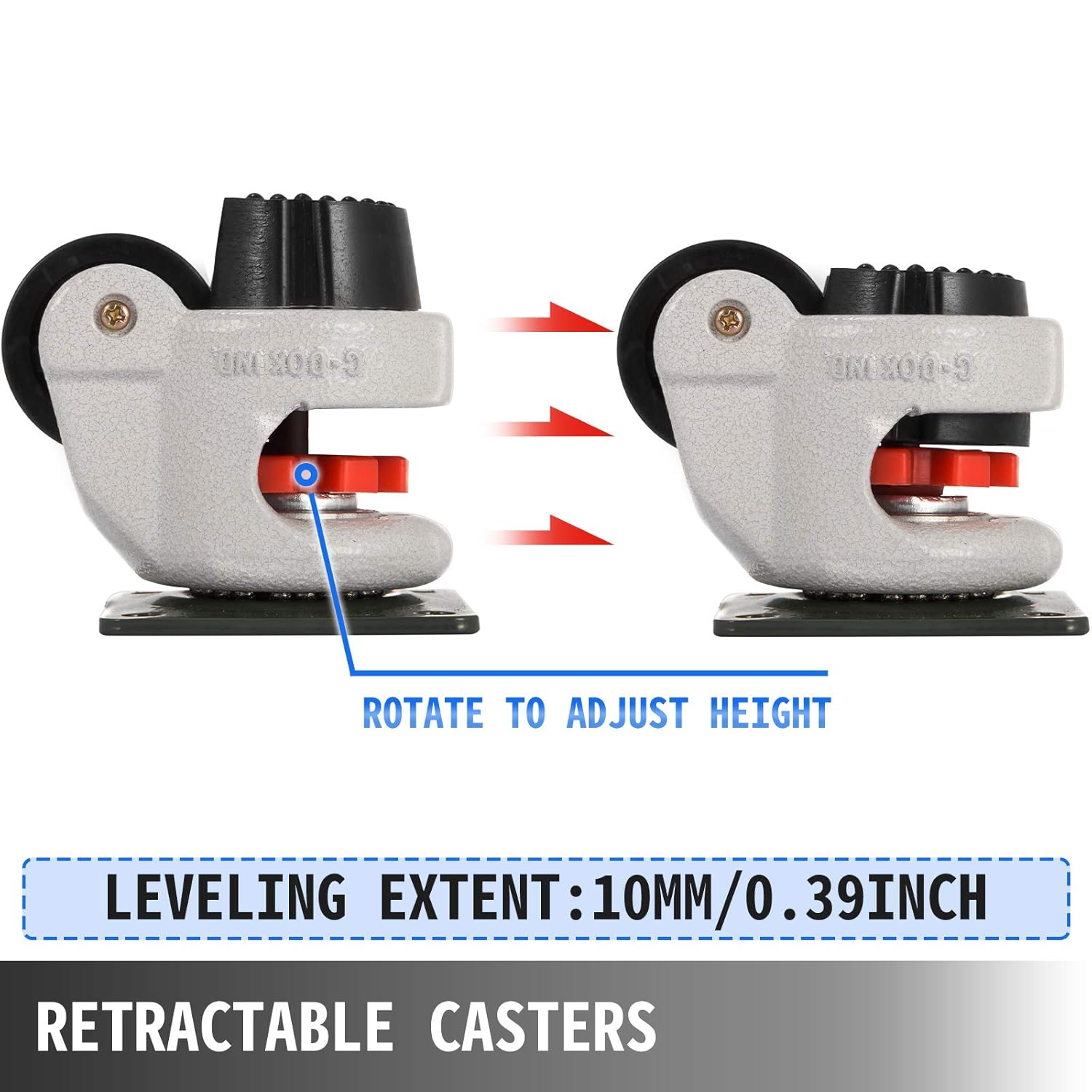 Happybuy Juego de 4 ruedas niveladoras de 1.65 pulgadas  Ruedas autonivelantes resistentes, 330 libras por juego  Placa de ruedas para máquina, giro