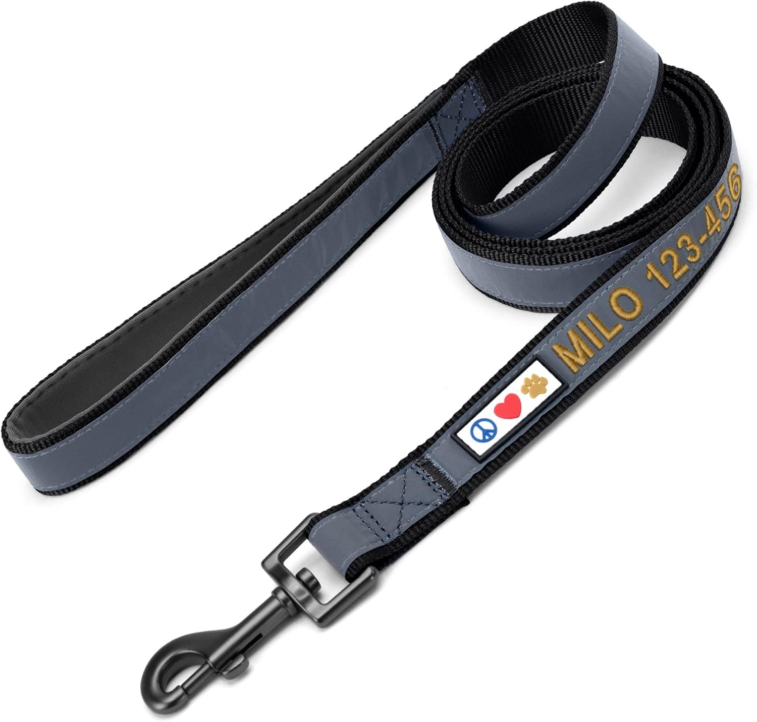 Pawtitas Correa personalizada para perro bordada, correa personalizada con el nombre de tu mascota y número de teléfono, correa reflectante de 6