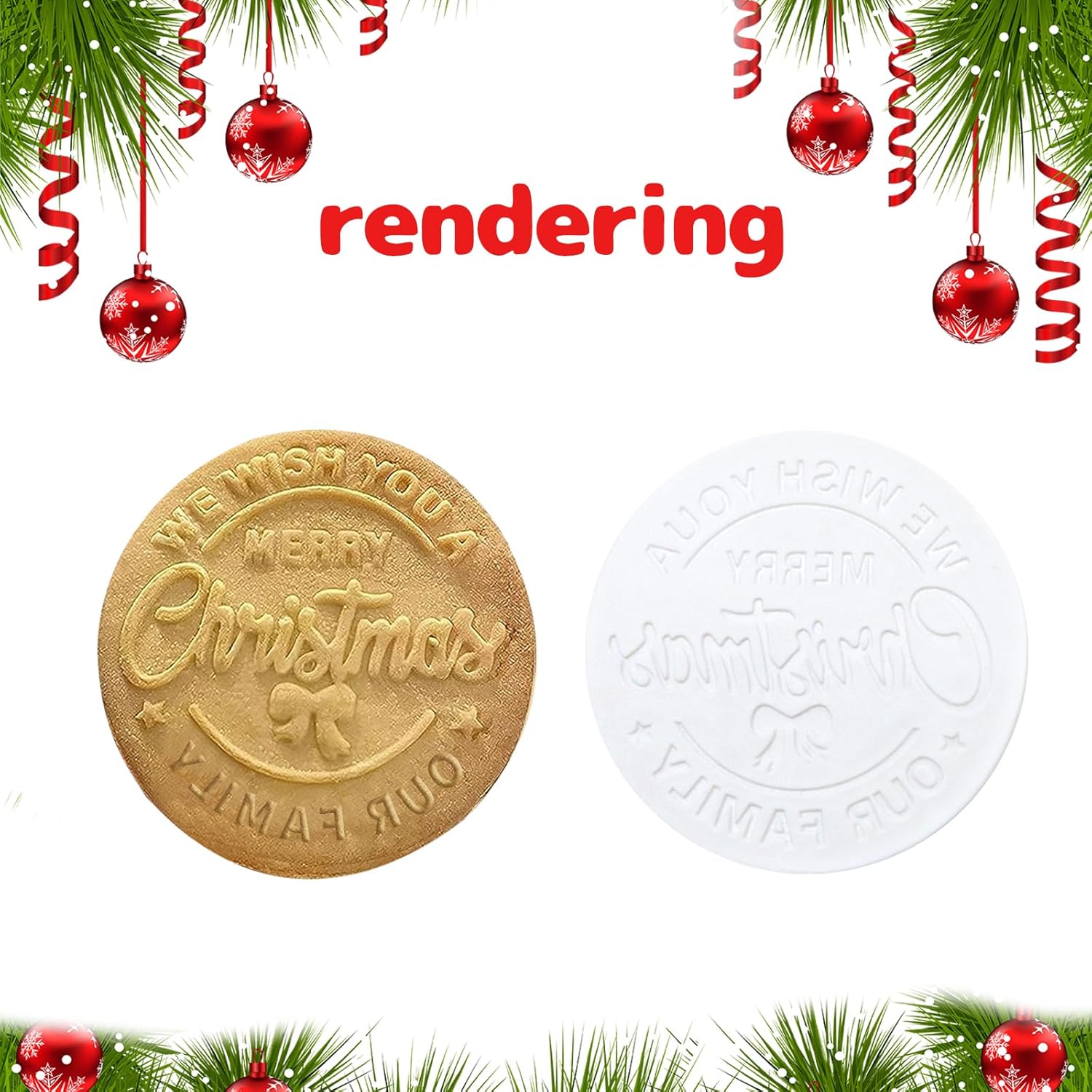 8 moldes para galletas de Navidad 2023 con tu nombre, cortadores de galletas de Navidad, diseño elevado en 3D, sello para hornear Feliz Navidad.