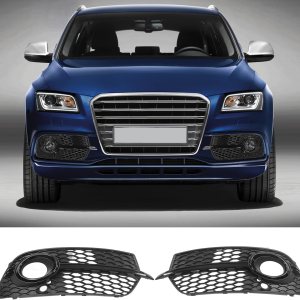 Qiilu Parachoques delantero inferior antiniebla, 2 piezas de rejillas de panal de abeja, cubierta de malla de luz antiniebla, color negro brillante Qiilu Parachoques delantero inferior antiniebla, 2 piezas de rejillas de panal de abeja, cubierta de malla de luz antiniebla, color negro brillante