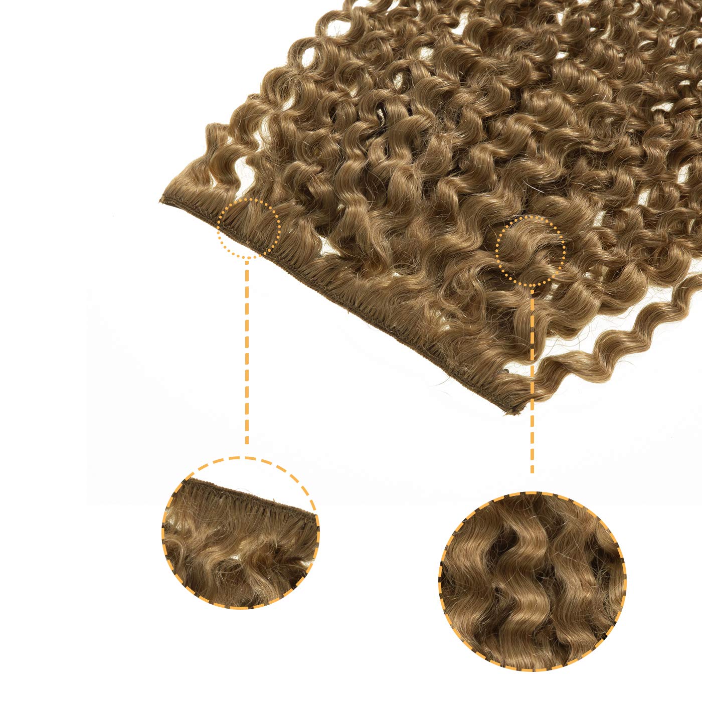 Anrosa Extensiones de cabello humano rizado con clip, 14 pulgadas, 3B 3C, extensiones de cabello rizado color rubio fresa, extensiones de cabello