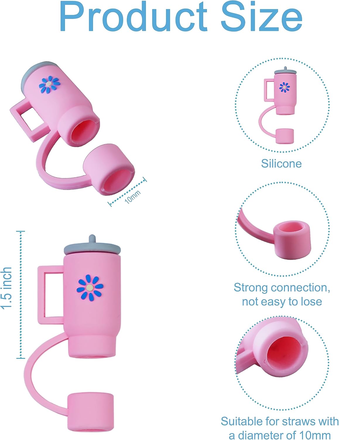 4 tapas de silicona compatibles con Stanley Cup de 30 y 40 onzas seguridad a prueba de fugas y diseños modernos. Antiderrames, polvo Stanley Straw