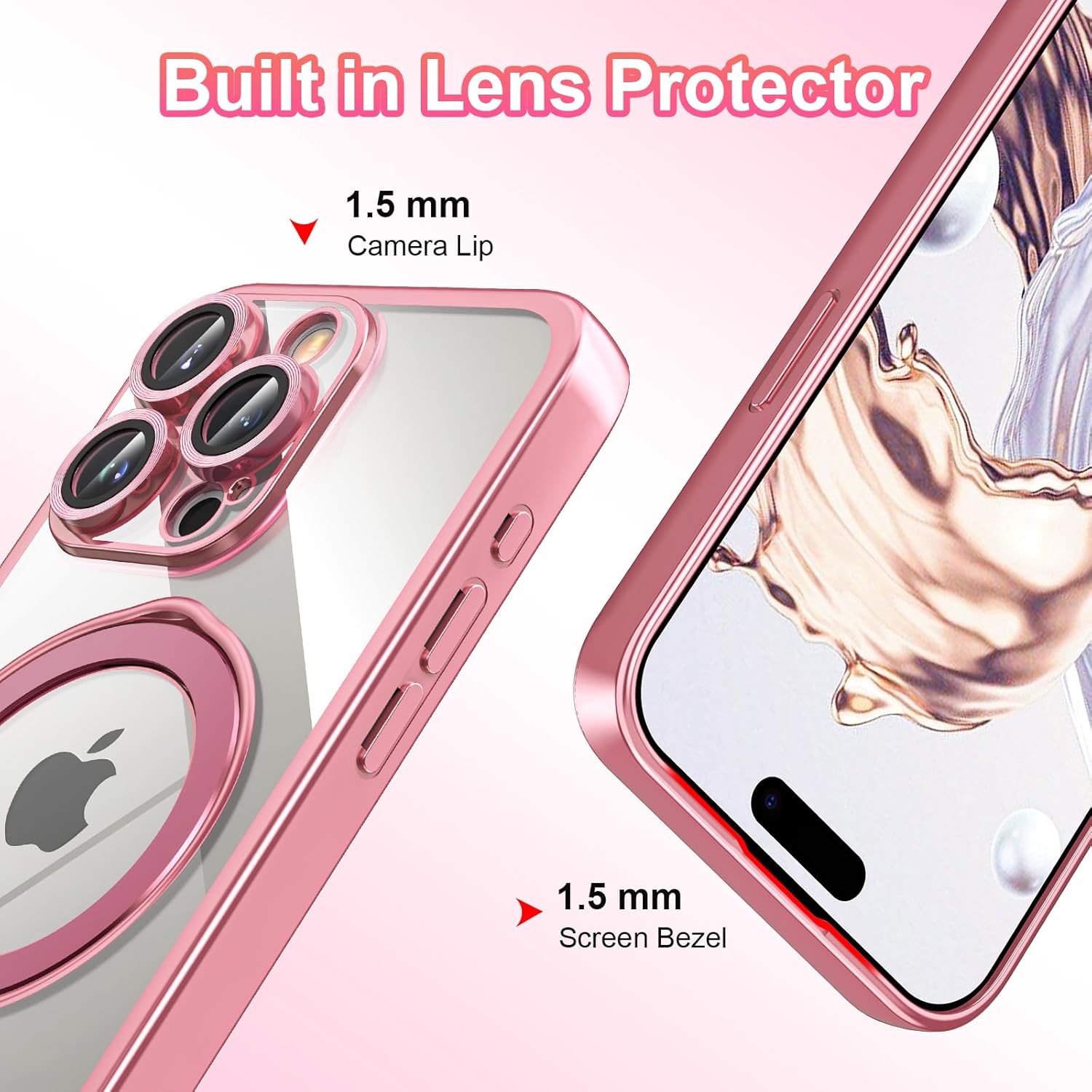 LONTECT Funda para iPhone 15 Pro con soporte magnético invisible compatible con MagSafe protección contra caídas a prueba de golpes, funda