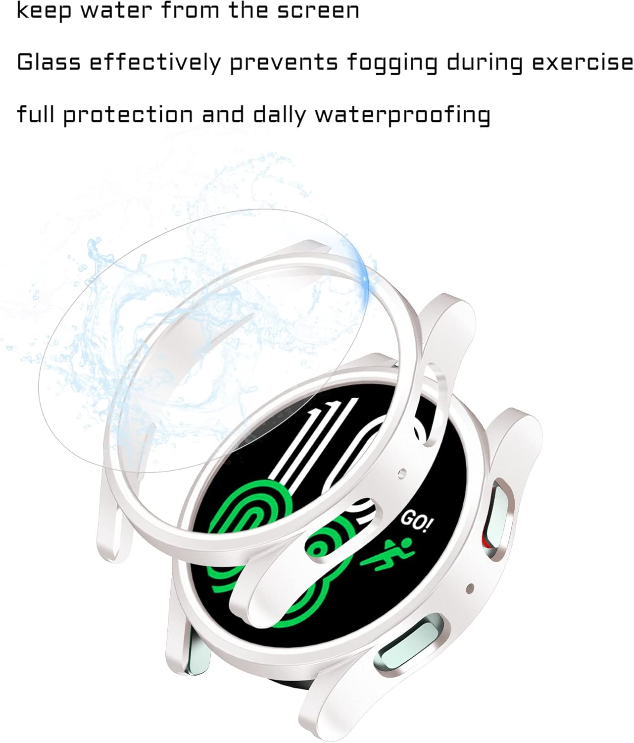 PKMH Paquete de 8+8 protectores de pantalla para Samsung Galaxy Watch 6 de 1.575 pulgadas (1.575 in), protector de pantalla duro de policarbonato