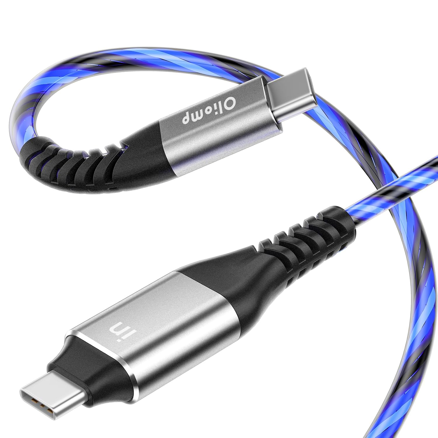 Cable USB C a USB C de 6 pies 60 W 3A con luz USB C, cable de carga rápida, cable LED tipo C a tipo C para iPhone1515Pro15Plus15ProMaxiPad
