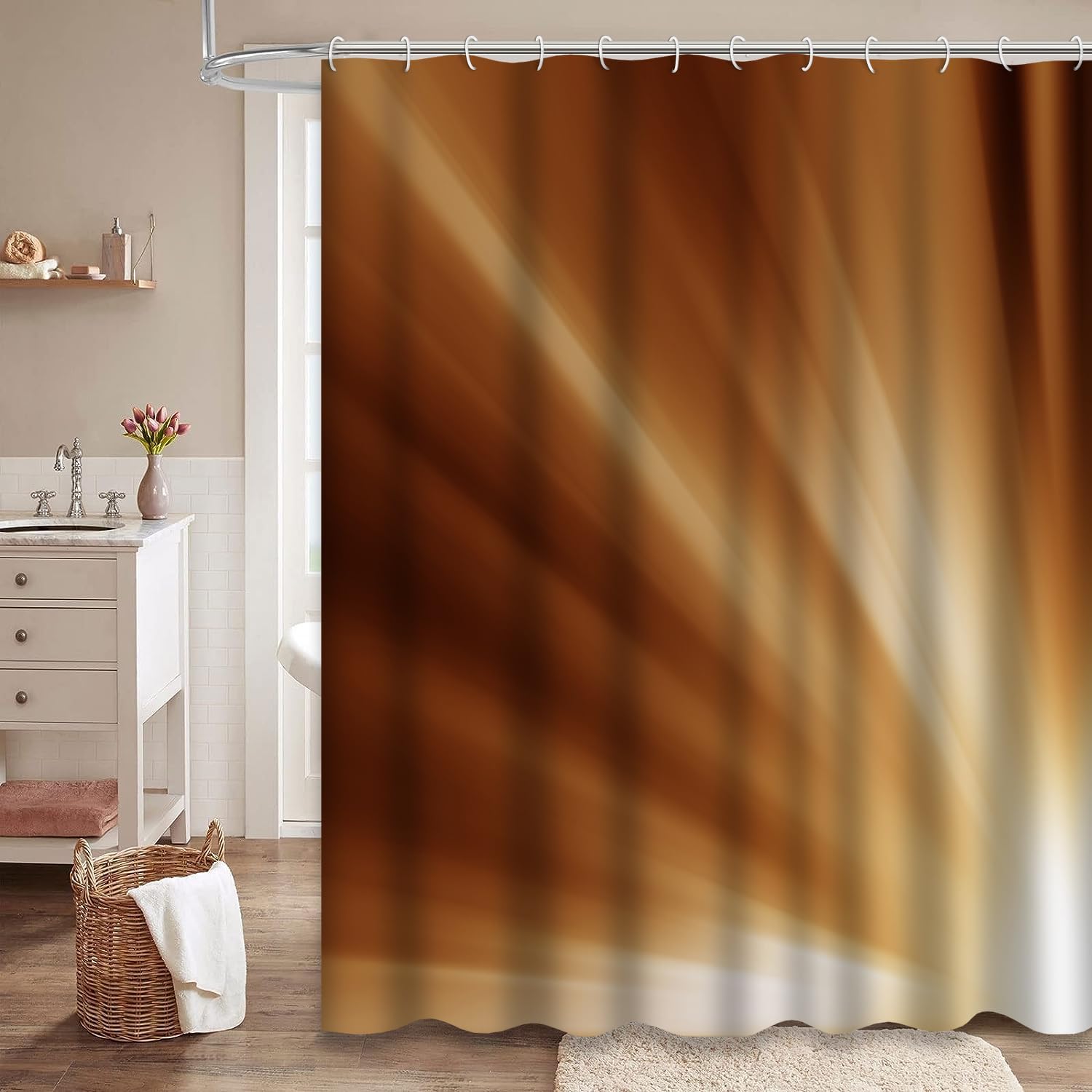 GALMAXS7 Yellow Orange Shower Curtain,Abstract Yellow and Orange Shower Curtains for Bathroom with 12 Hooks,72 x 72 Inch