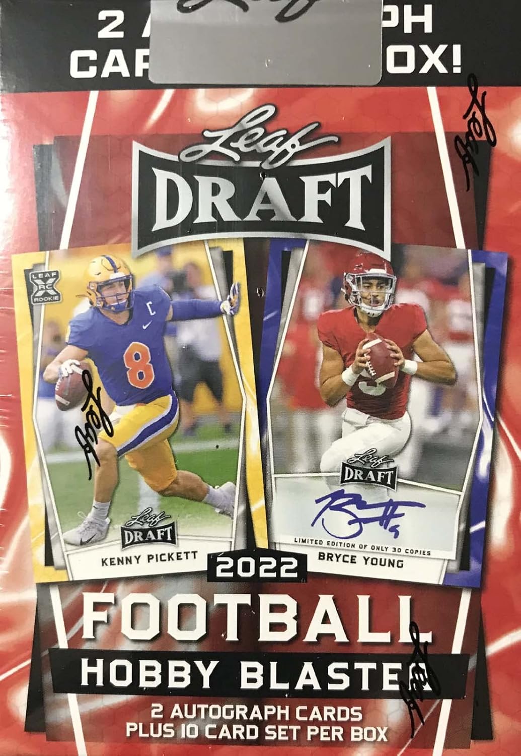 2022 Leaf Football Draft Picks HOBBY Blaster Box with a including Kenny Pickett Complete 10 Card Set and 2 GUARANTEED AUTOGRAPHS with Chance for