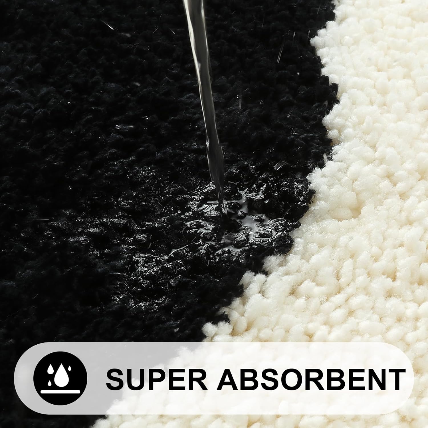 Seavish Alfombra de baño bohemia de 18 x 47 pulgadas, suave y absorbente, con borlas, color negro, larga, antideslizante, lavable, bonita alfombra