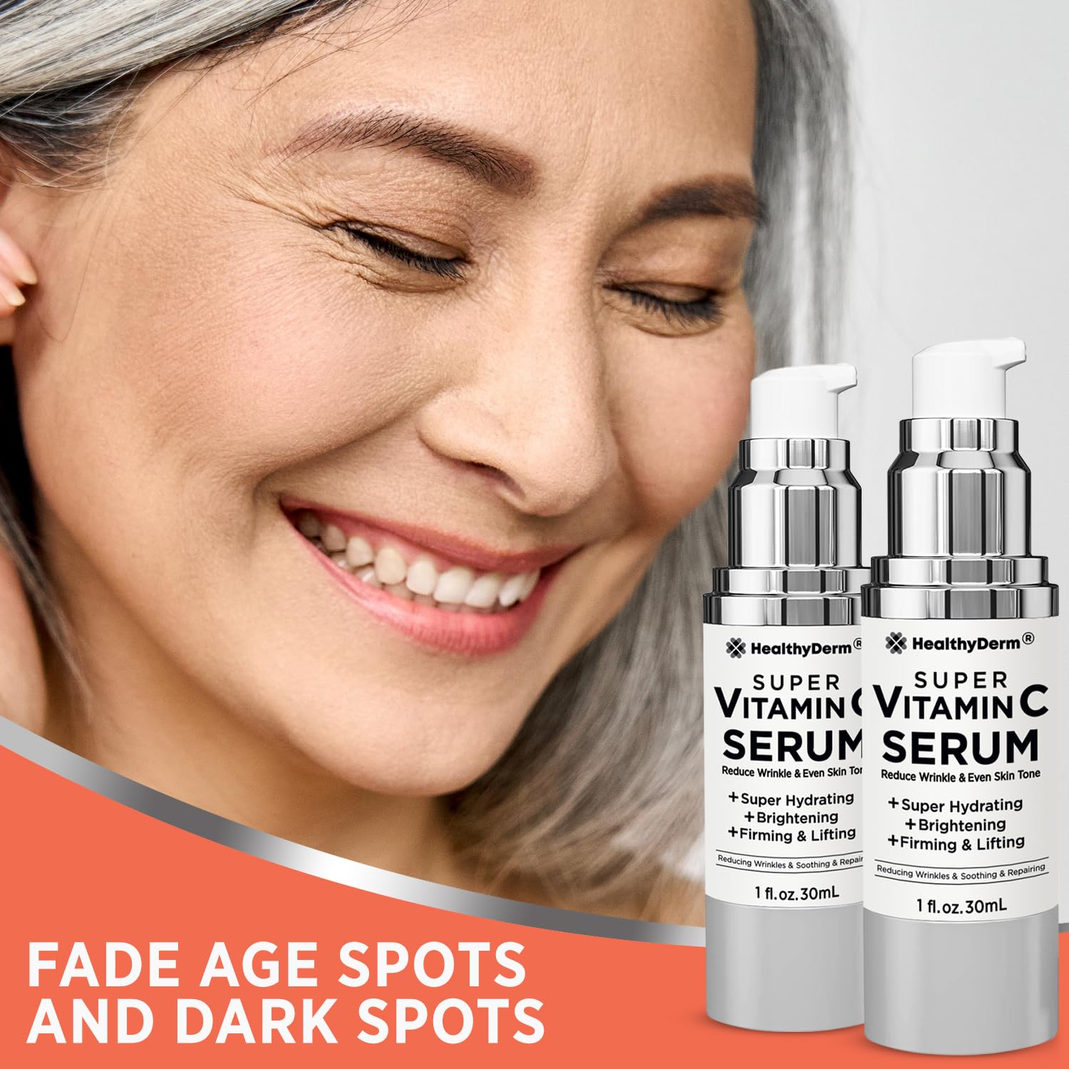 Suero súper vitamina C para mujeres mayores de 70 años niacinamida, vitamina C, ácido hialurónico, péptidos, vitamina E, cafeína, bakuchiol,