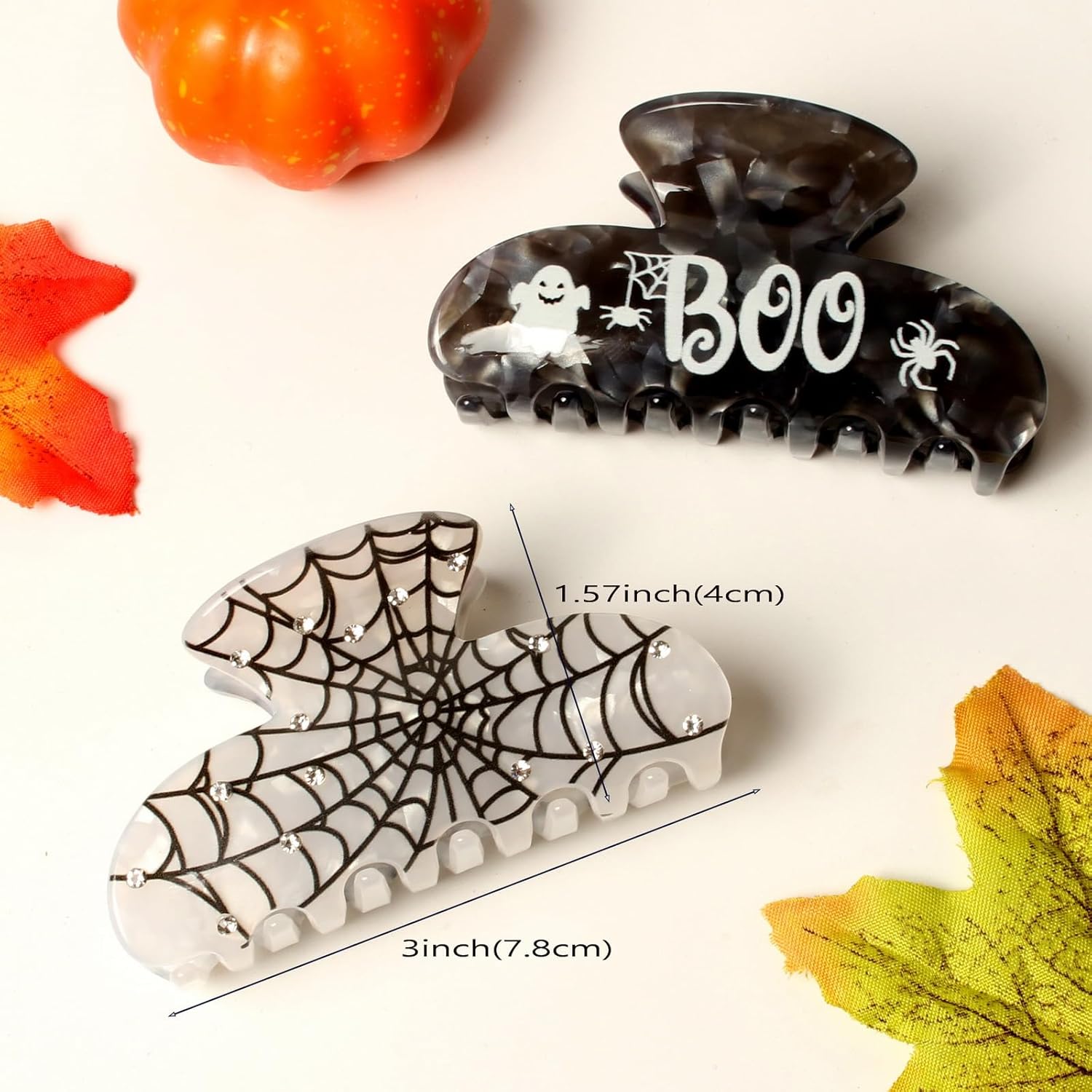Pinzas para el cabello de Halloween, pinzas para el cabello de telaraña, accesorios para el cabello de Halloween, pinzas para el cabello blanco y