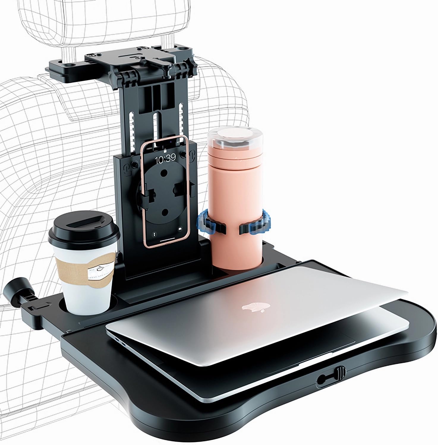 Mesa de bandeja para asiento trasero de automóvil, bandeja plegable para el asiento trasero del automóvil, escritorio para computadora portátil para