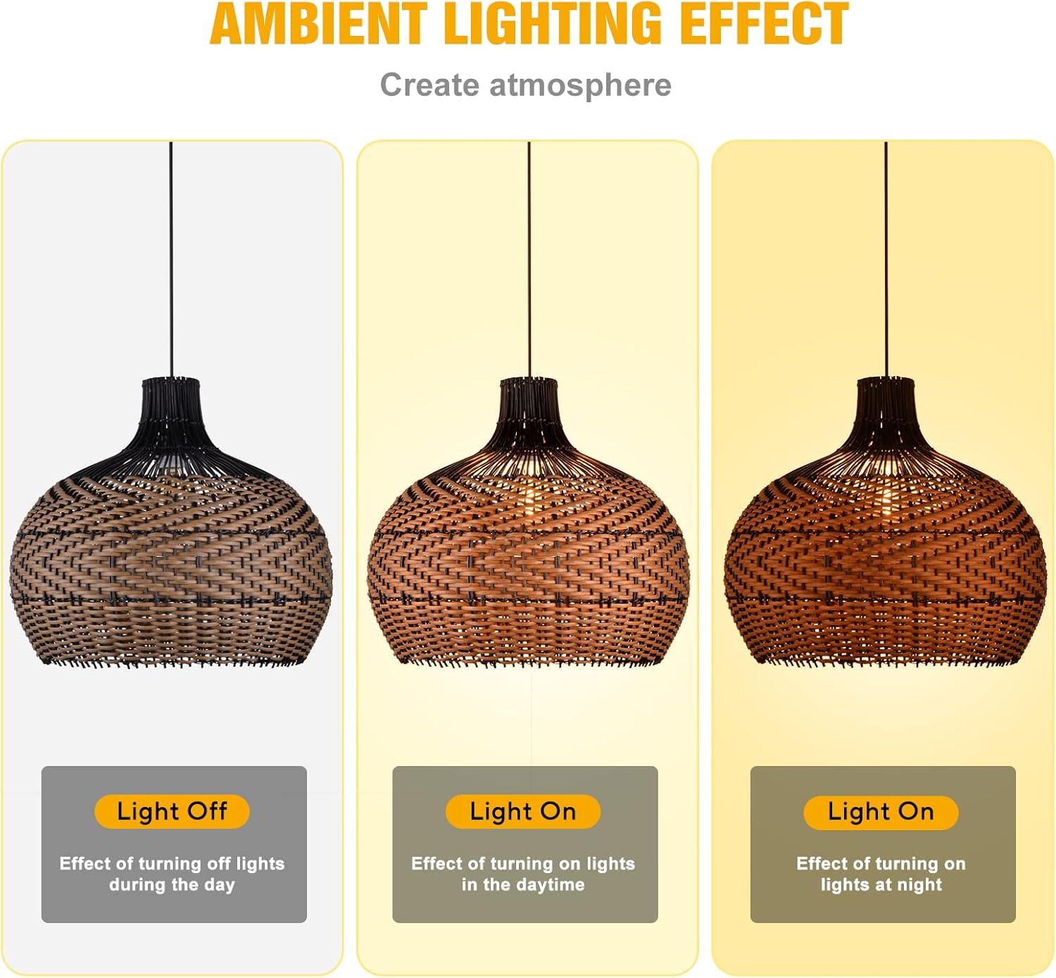 Arturesthome Lámpara colgante de ratán para isla de cocina, candelabro de mimbre, pantalla de iluminación de techo colgante tejida hecha a mano,