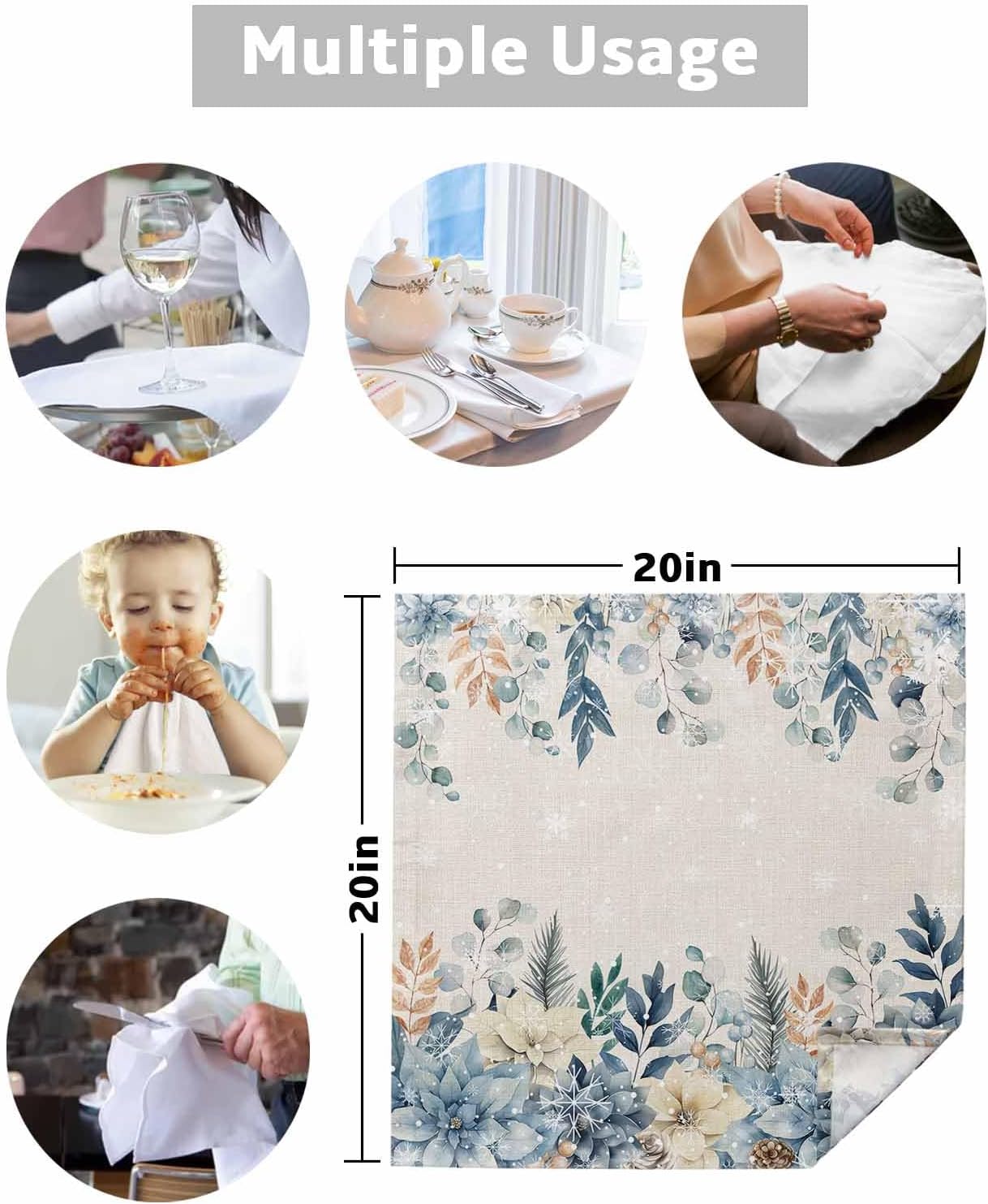 Servilletas de lino de eucalipto de Navidad, 8 paquetes, servilletas reutilizables de mesa de cóctel para bodas, fiestas, hoteles, restaurantes,