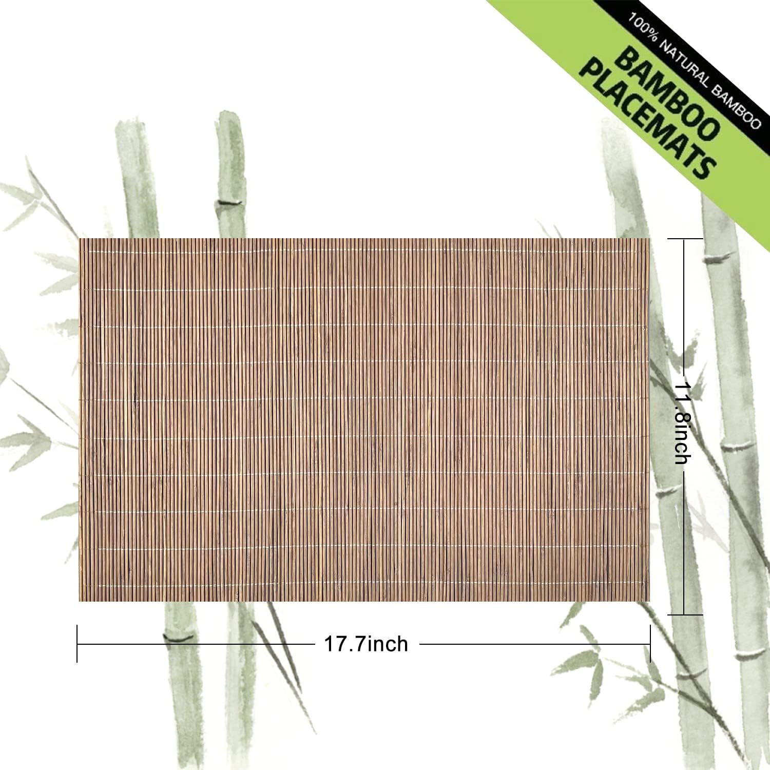 ANDSTAR Juego de 8 manteles individuales de bambú antideslizantes naturales, lavables y resistentes al calor, para comedor y cocina, color verde