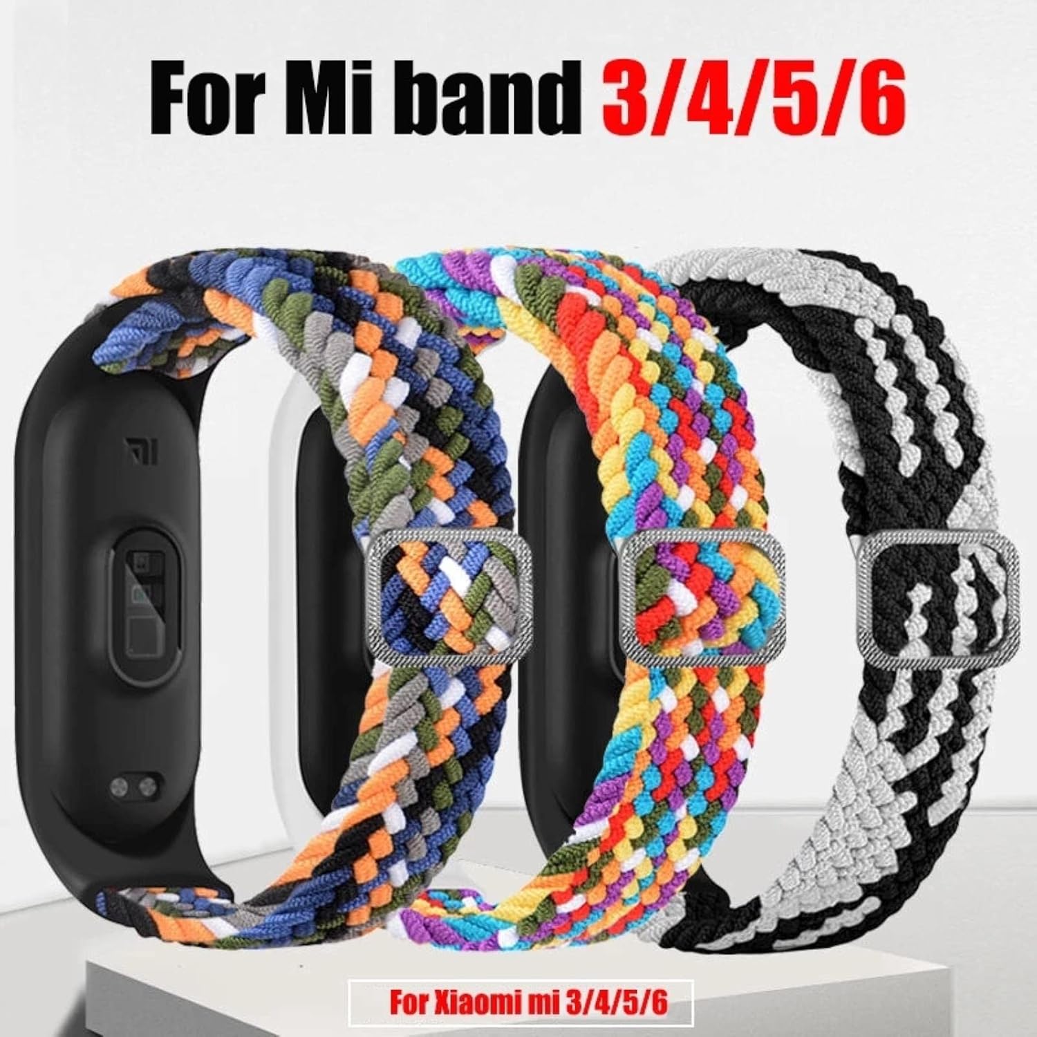 Correa de nailon trenzada multicolor para Mi Band 6, 5, 4, 3, pulsera deportiva Solo Loop Smart Fitness