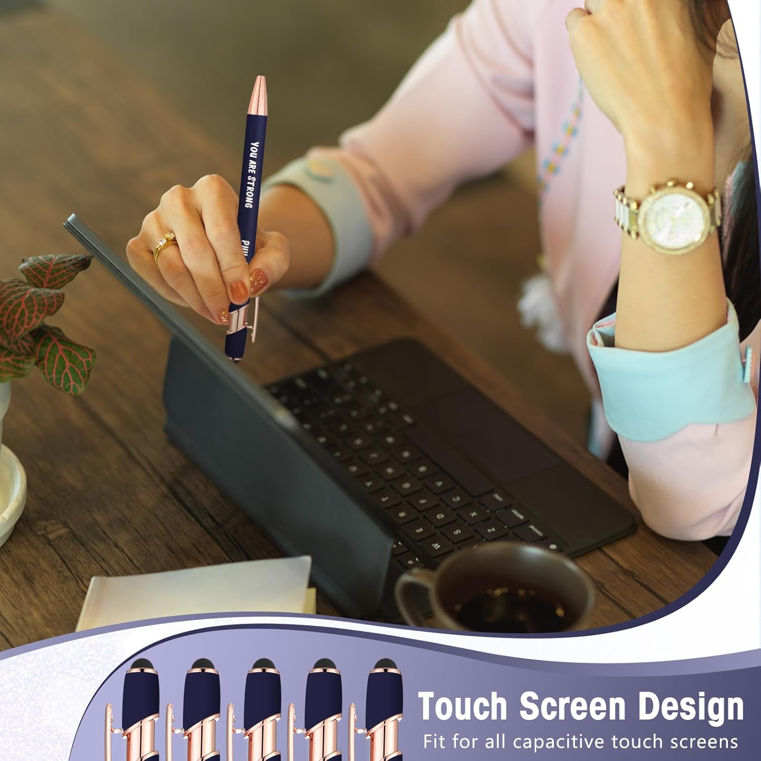 Ctosree 50 bolígrafos inspiradores con punta de lápiz digital de tinta negra, con citas alentadoras para Navidad, bolígrafos motivacionales