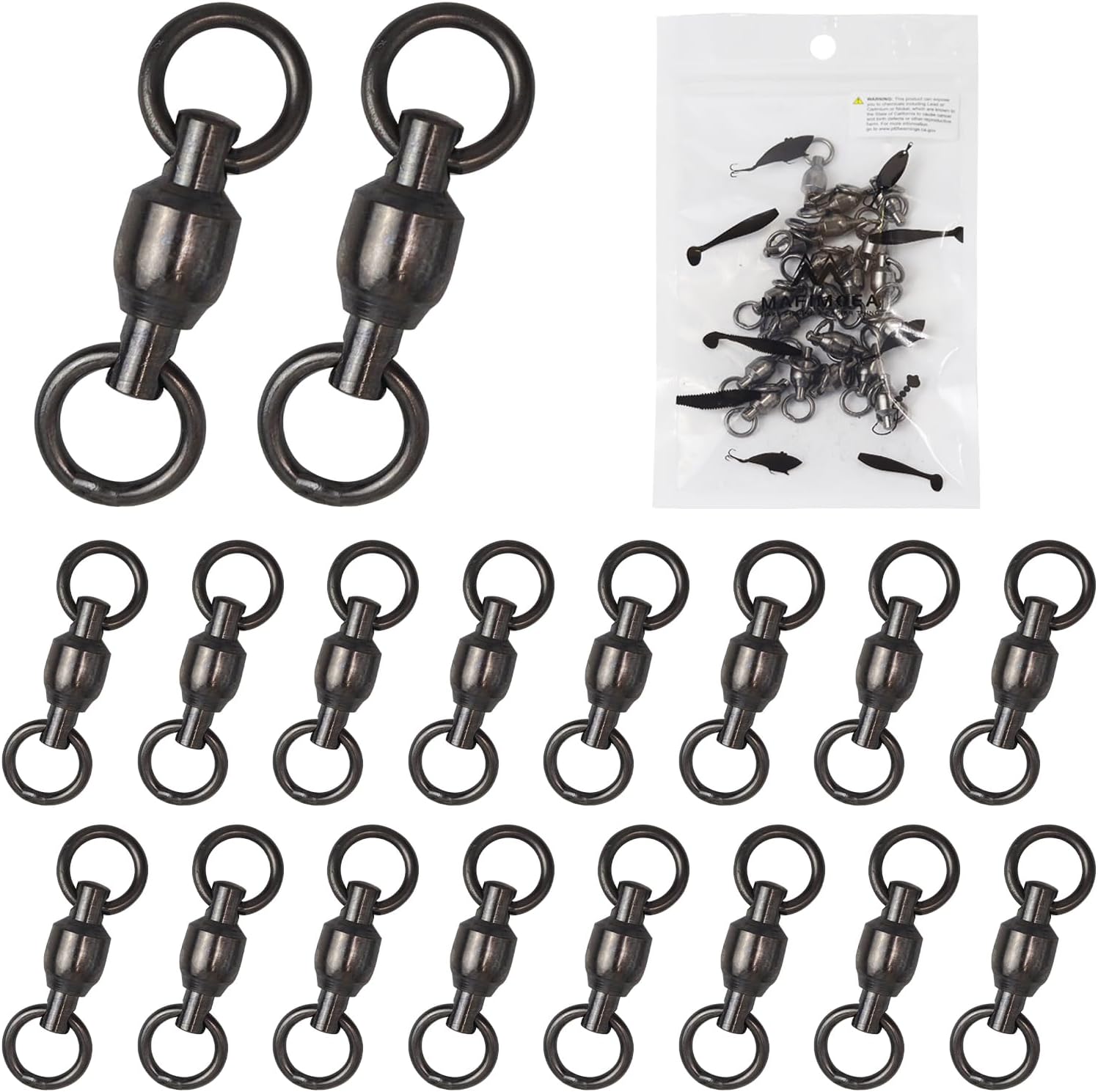 MAFIMOEA – 15-25 piezas de rodamientos de bolas de pesca, conectores giratorios de acero inoxidable, anillo de soldadura sólido de alta resistencia,