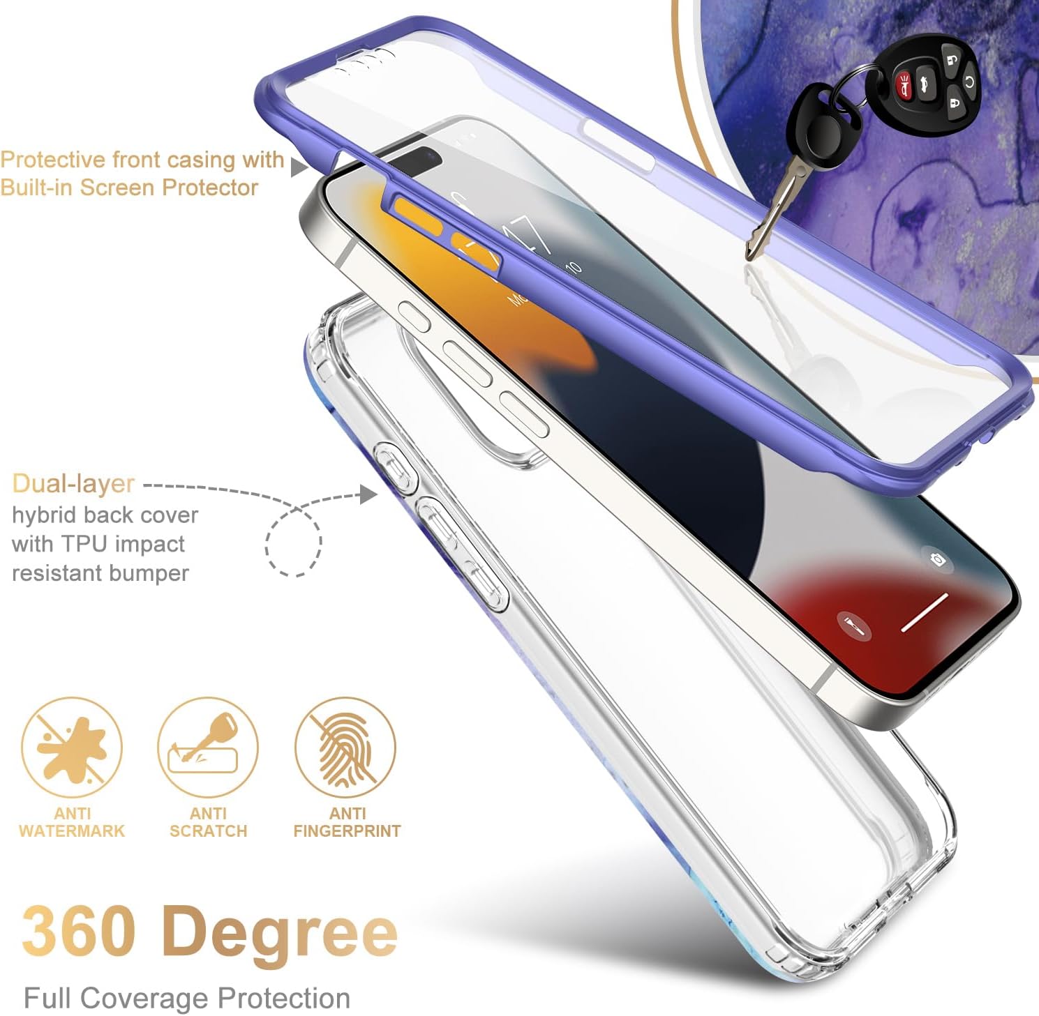 Esdot Funda protectora para iPhone 15 Pro Max con protector de pantalla integrado, funda duradera con diseños de moda para mujeres y niñas, funda