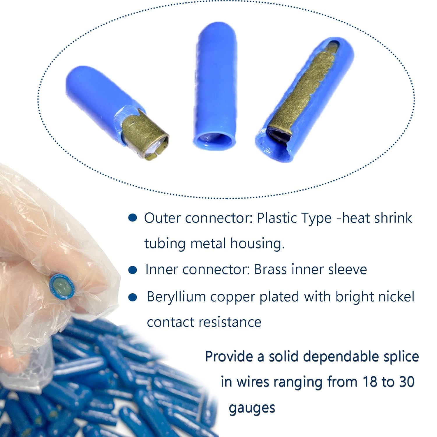Conectores de alambre rellenos de gel tipo B, empalme de silicona para teléfono con alarma para aplicación de bajo voltaje (100 piezas)