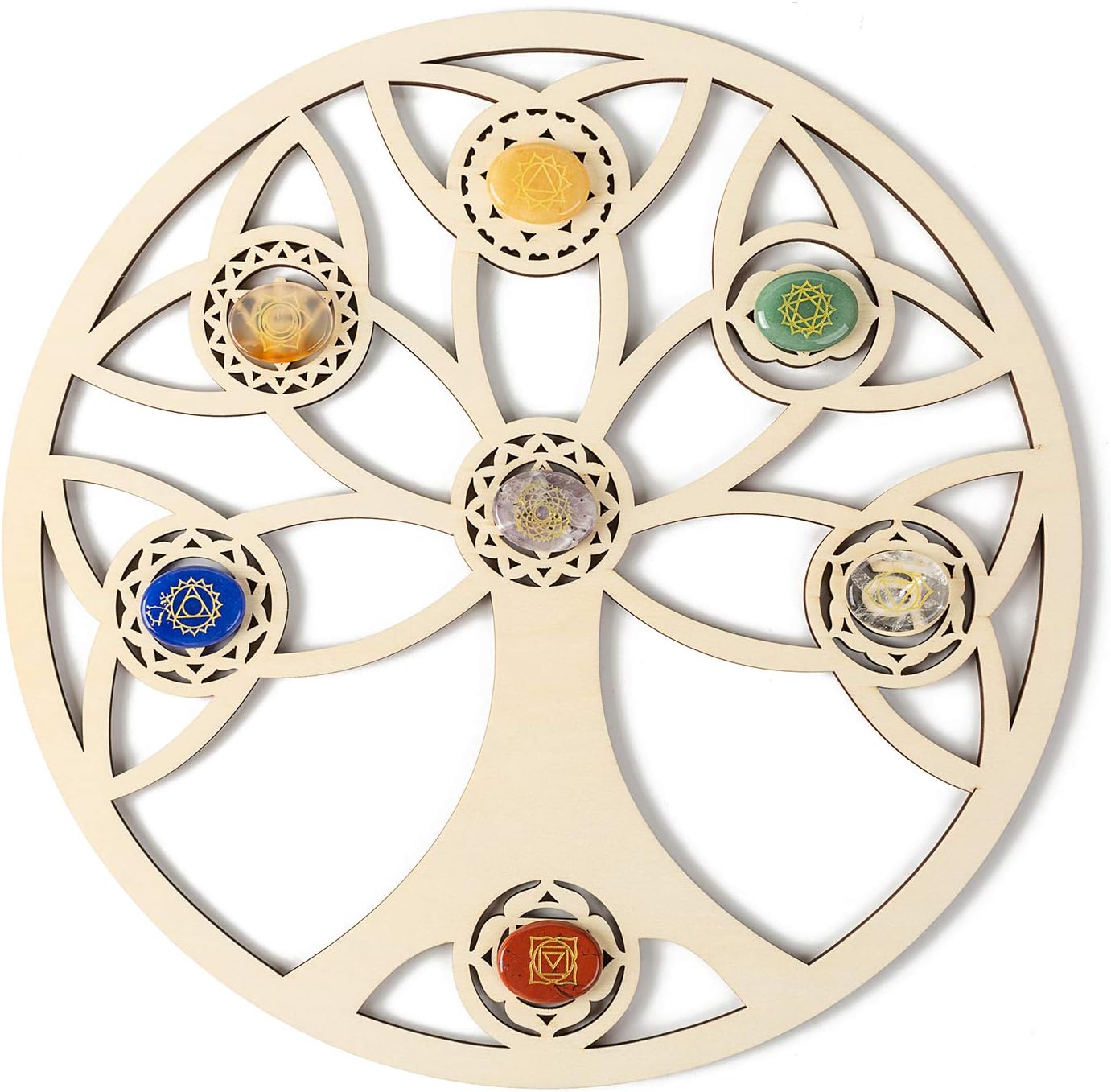 Simurg Árbol de la vida – Decoración de pared de madera (árbol de la vida, 7 chakras, 11.5 pulgadas)