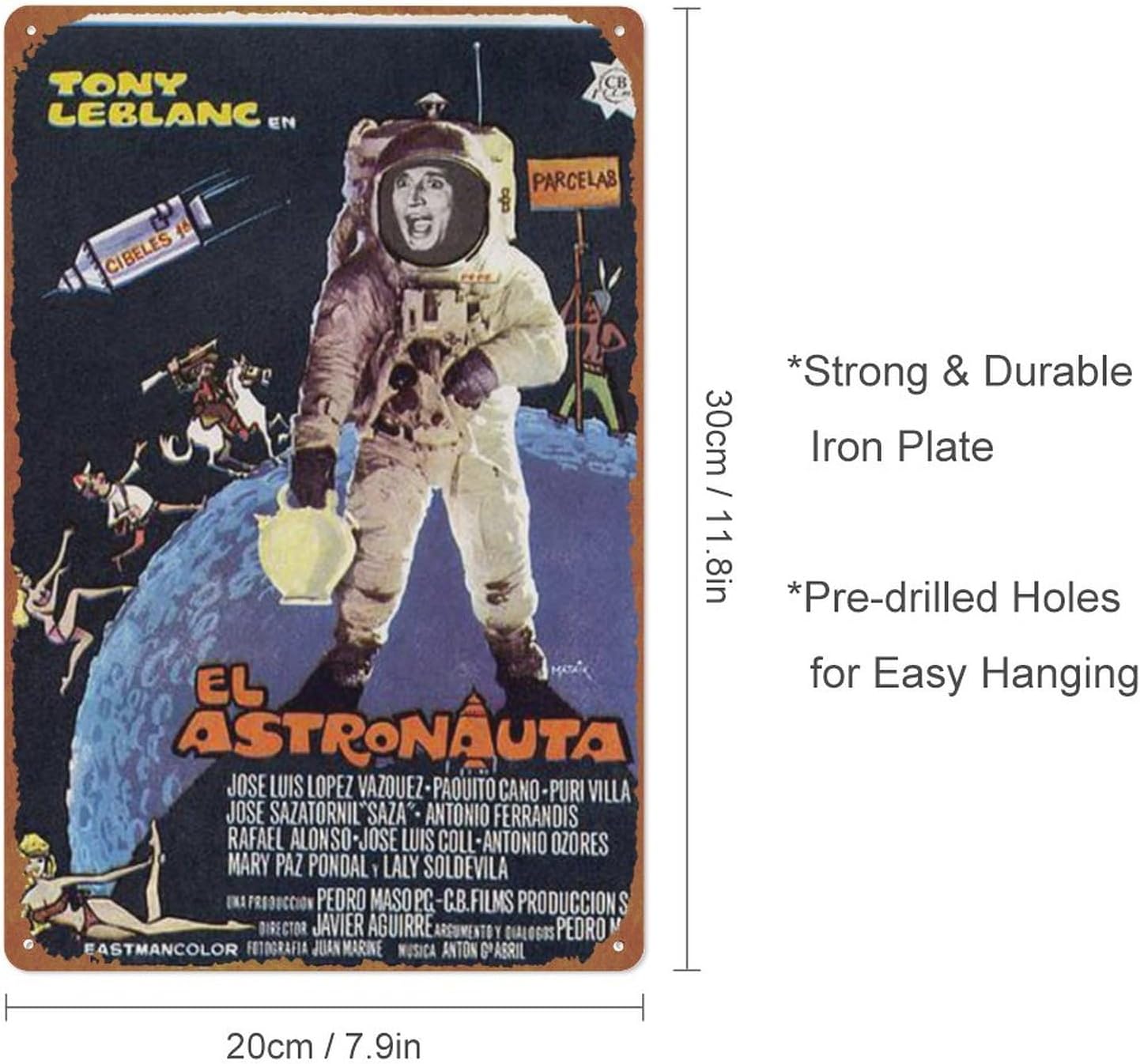 El astronauta Funny Metal Tin Sign Vintage Black Wall Art Decoration Living Room Bathroom Kitchen Poster Decor 8 * 12 Inches