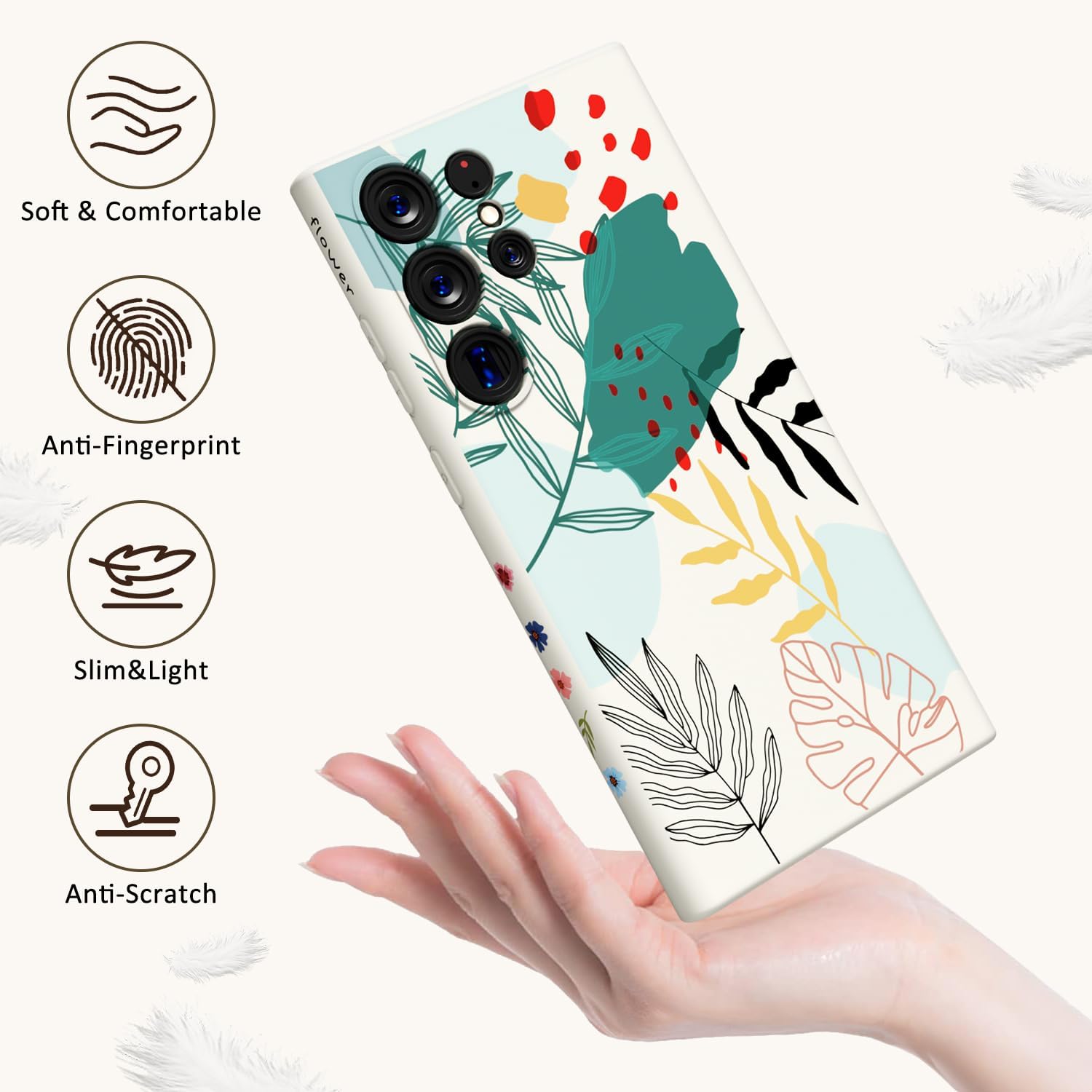 MINSCOSE Funda compatible con Samsung Galaxy S23 Ultra, bonito diseño floral colorido, TPU suave, delgada, delgada, femenina, funda protectora a