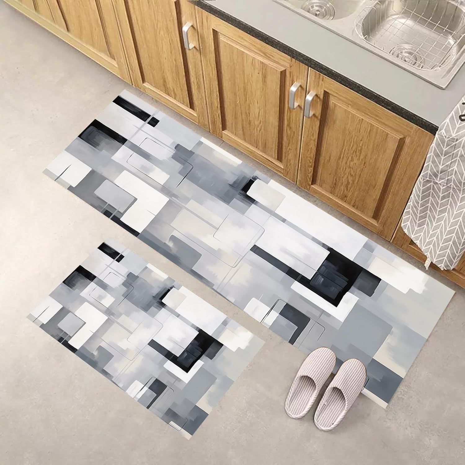 SUICRA Aesthetics – Alfombrillas de cocina de estilo bohemio con diseño de mármol, acolchadas, antifatiga, para el hogar y la oficina