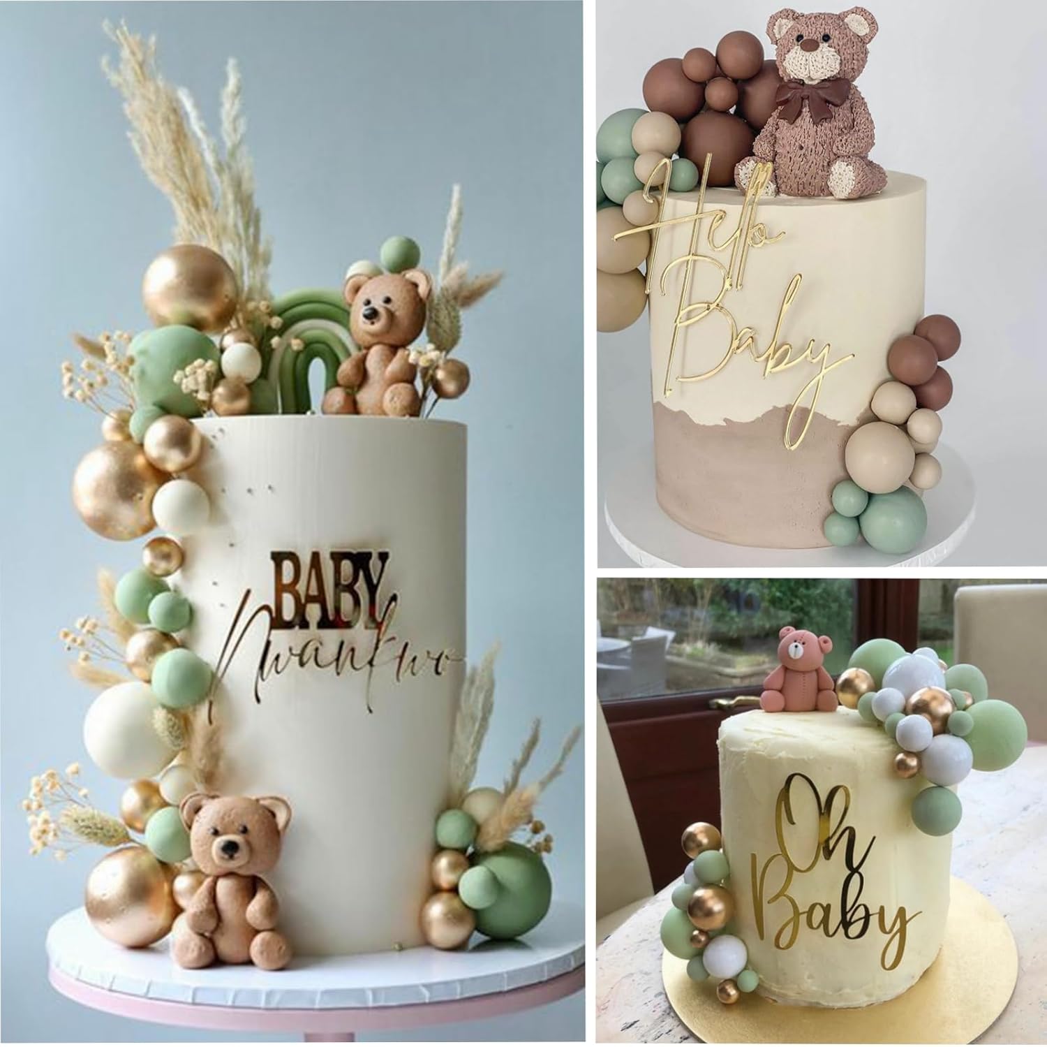 ASTARON 32 piezas de decoración de pastel de bola, mini globos, bolas de espuma, palitos de espuma, para decoración de tartas, bolas de decoración